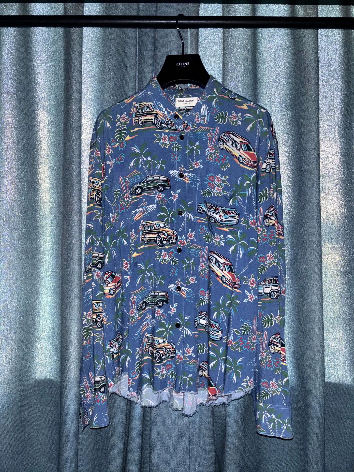 Saint Laurent Paris Saint Laurent Motel Hawaiian Distressed Hem Wave Shirt Size US M / EU 48-50 / 2 - 1 Thumbnail