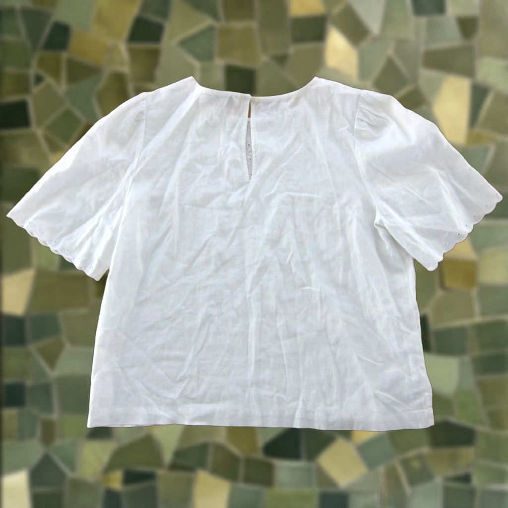 Ann Taylor NWT Ann Taylor Loft Linen White Short Sleeve Classic Blouse Woman Medium Size M / US 6-8 / IT 42-44 - 1 Thumbnail