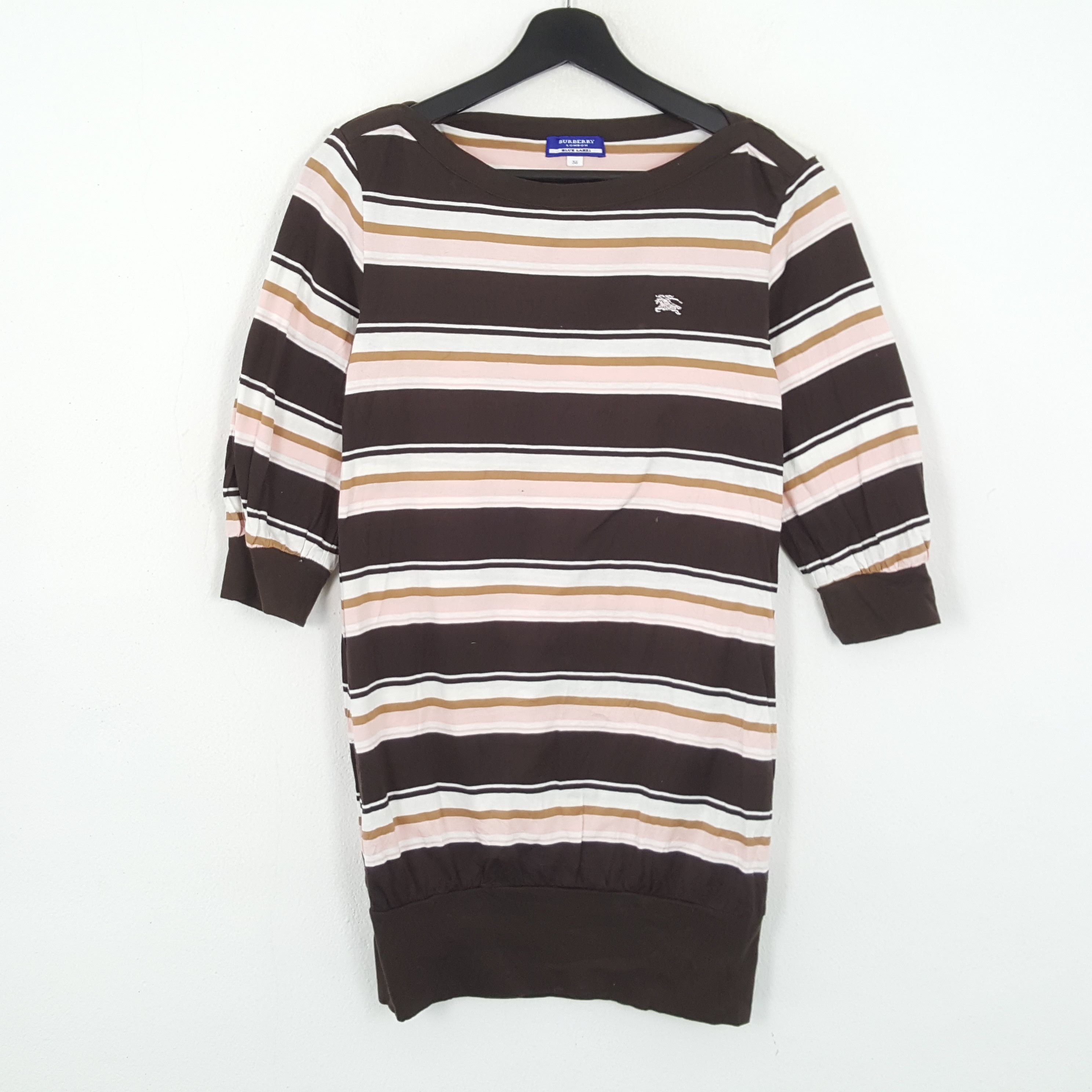 Burberry × Japanese Brand × Vintage BURBERRY LONDON BLUE LABEL Small Logo Stripes Design Tshirt Size XS / US 0-2 / IT 36-38 - 1 Thumbnail