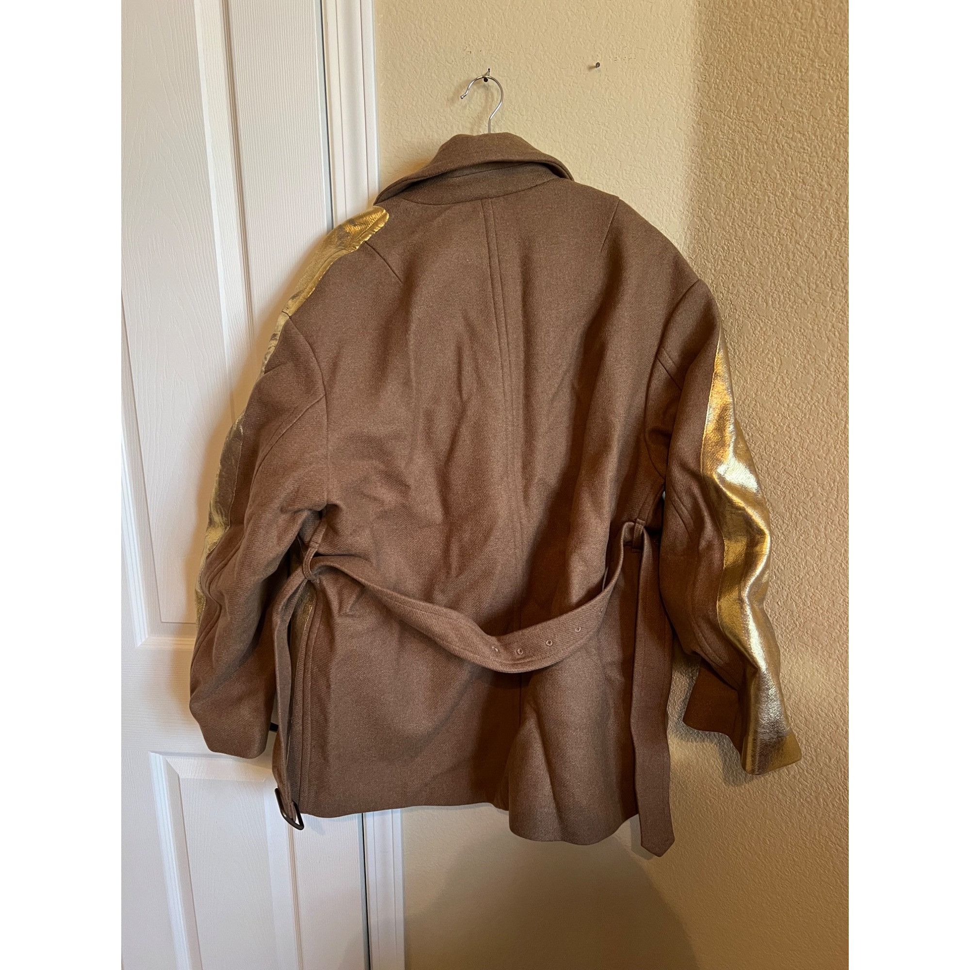 Dries Van Noten Dries Van Noten Belted Metalic Coated Wool Womens Jacket - S Size L / US 10 / IT 46 - 14 Thumbnail