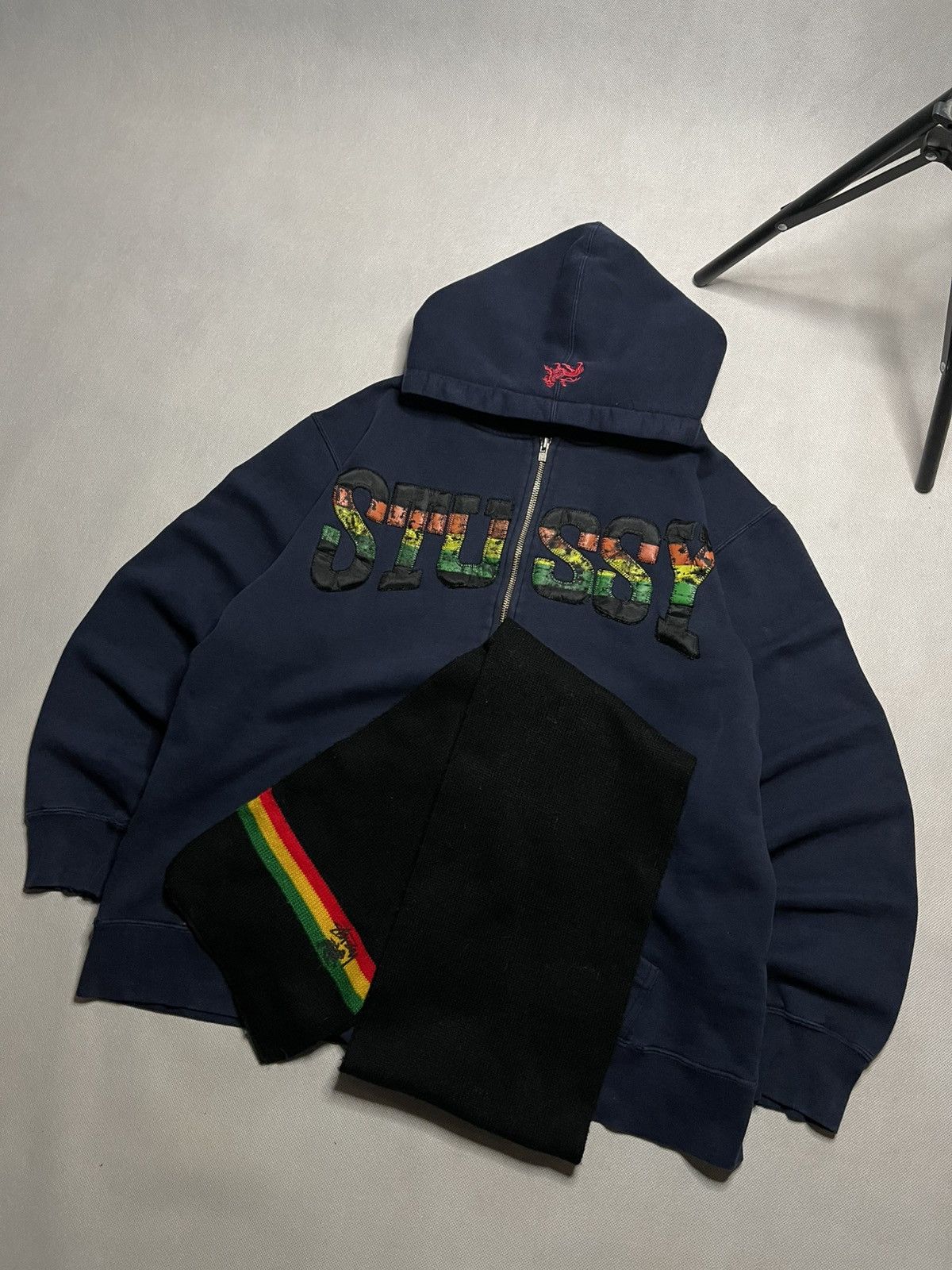 Stussy ‼️Vintage 90s Stussy Rasta Zip Hoodie + Stussy Rasta Scarf ‼️ Size US L / EU 52-54 / 3 - 1 Thumbnail