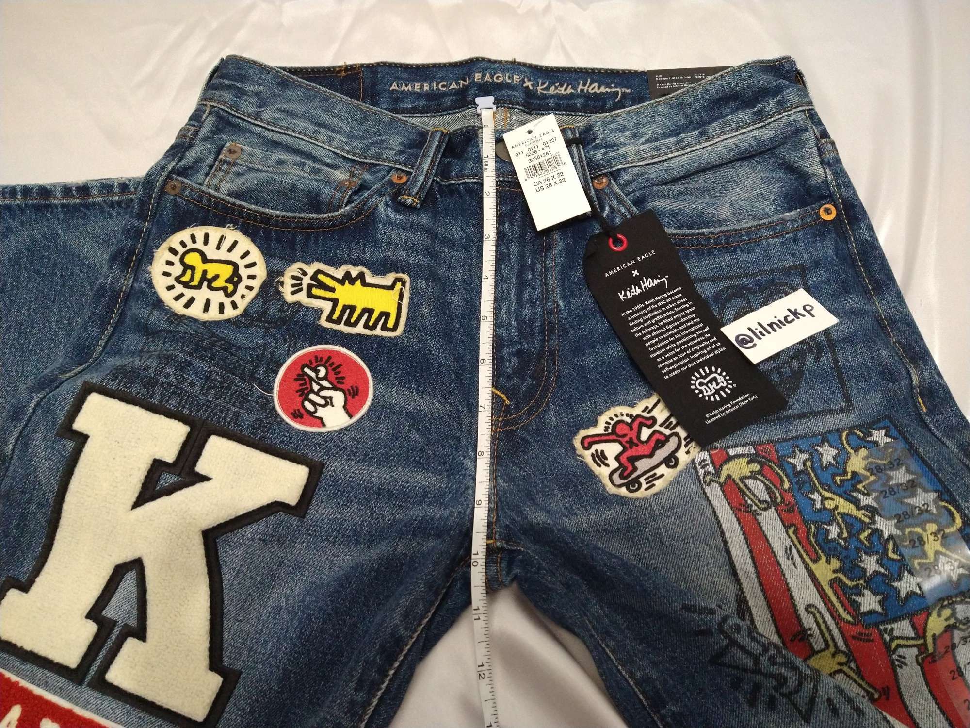 Keith Haring KEITH HARING PATCHES GRAPHICS MEN'S SLIM FIT JEANS Size US 28 / EU 44 - 7 Thumbnail