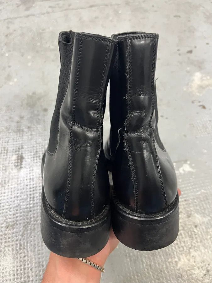 Prada × Vintage 2000s Prada Black Pure Leather Ankle Boots Size US 9.5 / IT 39.5 - 7 Thumbnail