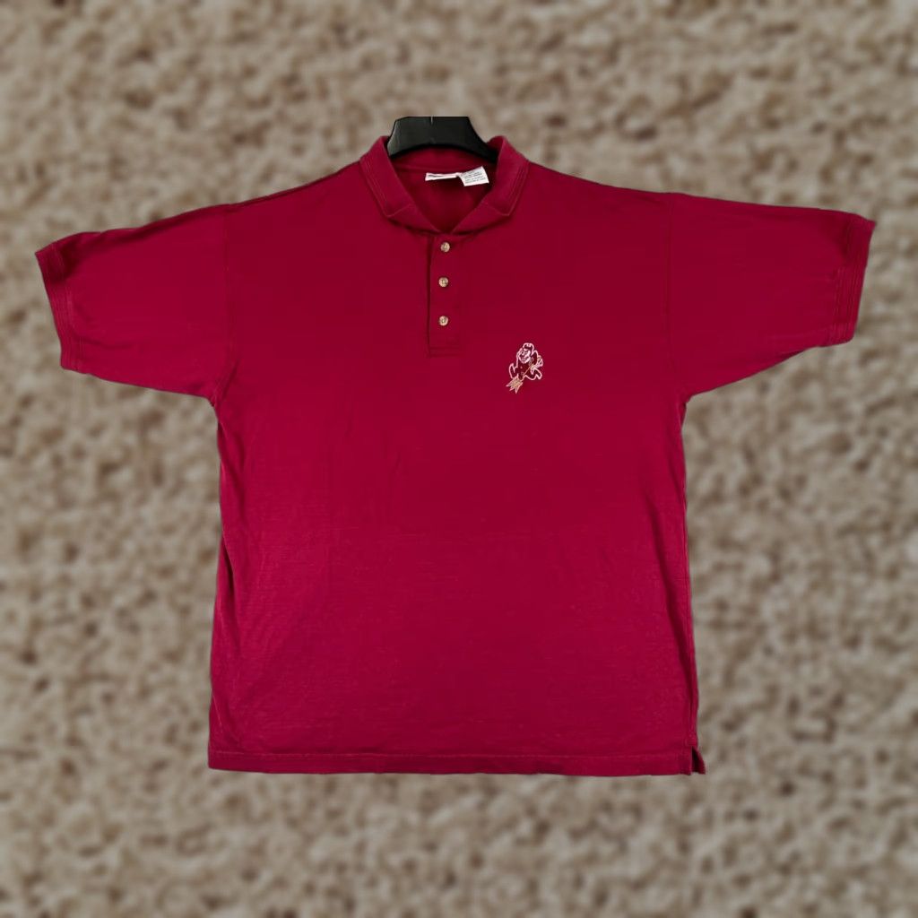 Vintage VINTAGE Pro Edge Polo Shirt Men XL Red University Golf Sports Embroidered Logo Button Short Sleeve Breathable All Seasons Size US XL / EU 56 / 4 - 1 Thumbnail