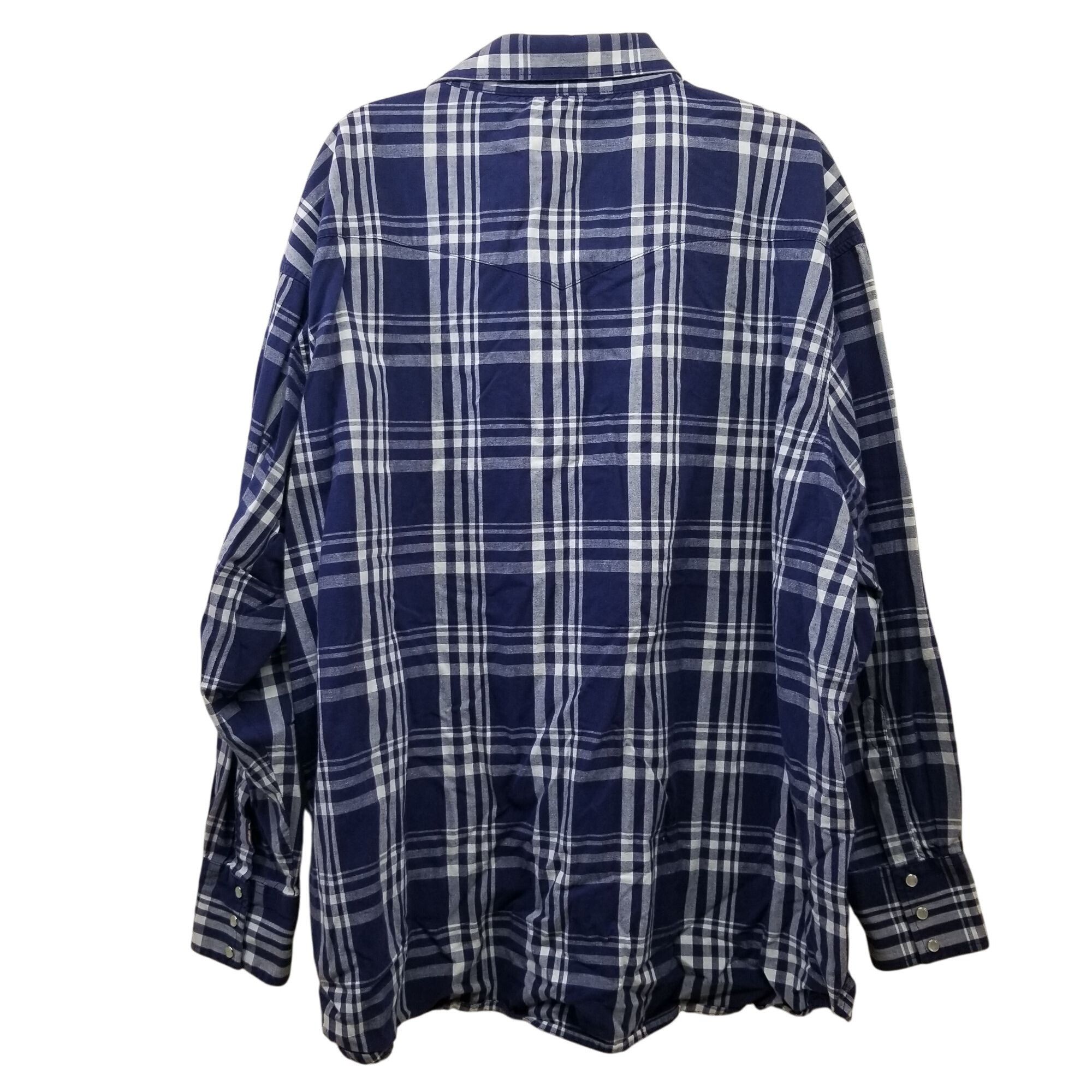 Wrangler Wrangler 3X Blue White Plaid Snap Down Shirt Western Rodeo R Size US XXL / EU 58 / 5 - 2 Thumbnail