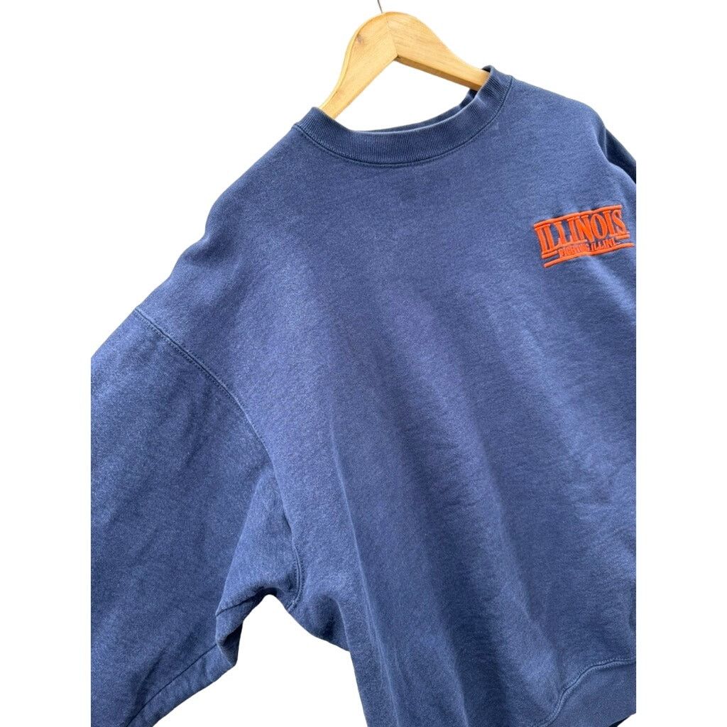Fruit Of The Loom × Vintage 1990's Illinois Fighting Illini Embroidered College Crewneck Size US XL / EU 56 / 4 - 6 Thumbnail