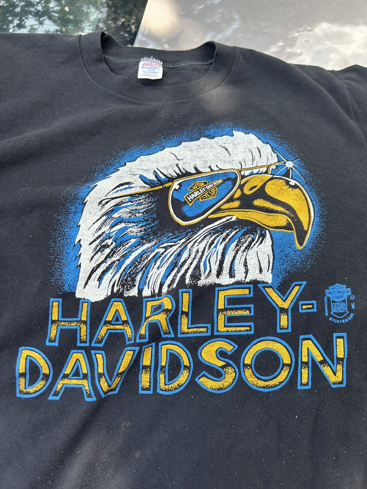 Harley Davidson × Vintage Rare 80s Harley Davidson eagle glasses shirt Size US L / EU 52-54 / 3 - 2 Thumbnail
