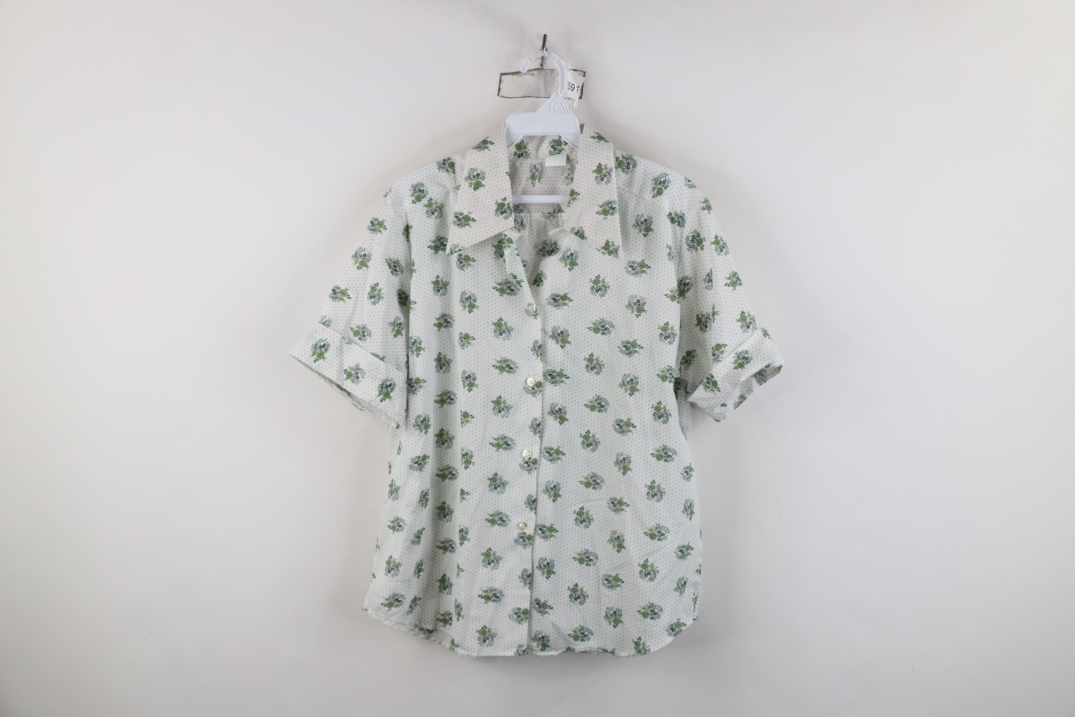 Vintage Vintage 60s 70s Rockabilly Flower Collared Button Shirt Size L / US 10 / IT 46 - 1 Thumbnail