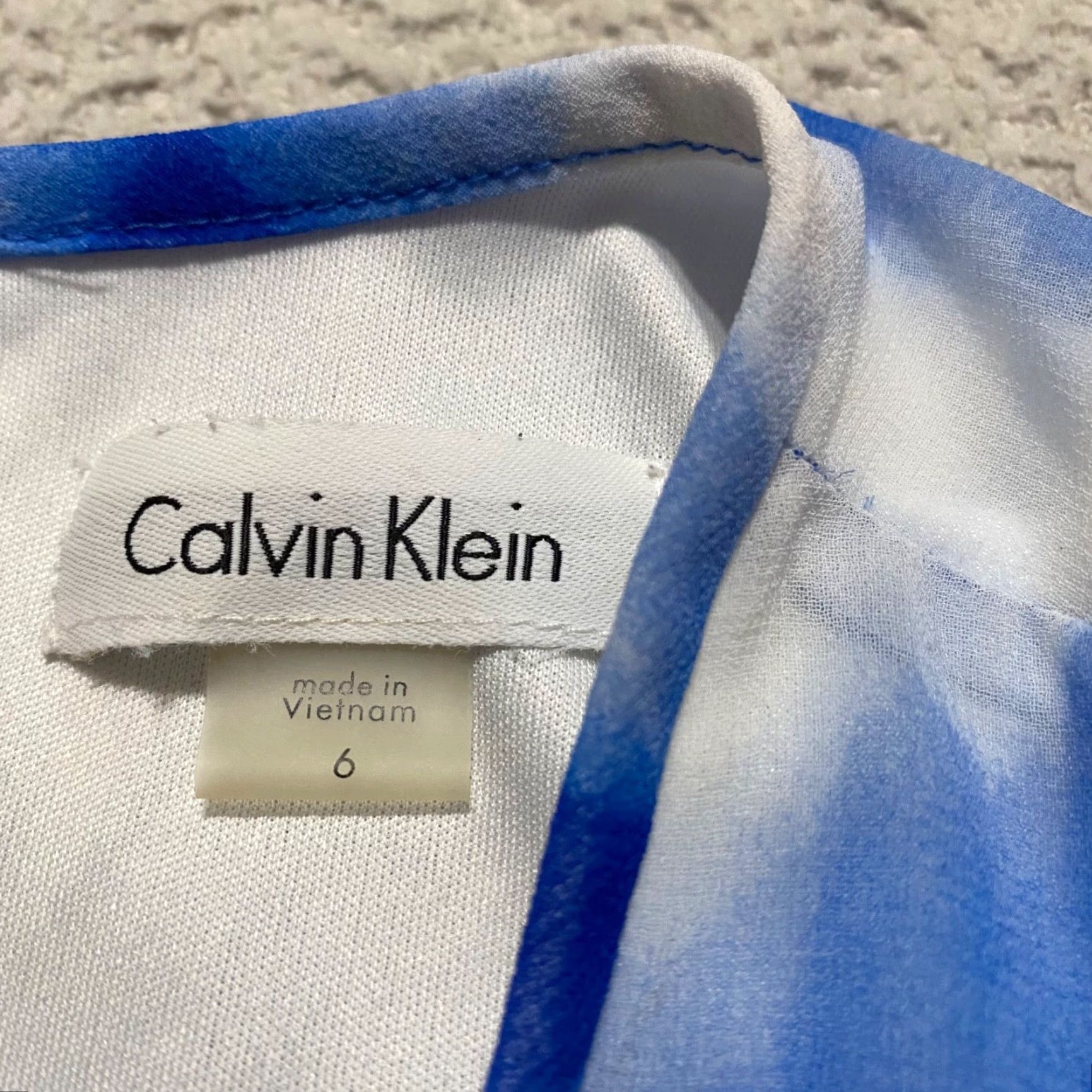 Calvin Klein Calvin Klein Dress Womens sz 6 Blue Striped Sleeveless Scoop Neck Lined Chiffon Knee Length Casual Size M / US 6-8 / IT 42-44 - 4 Thumbnail