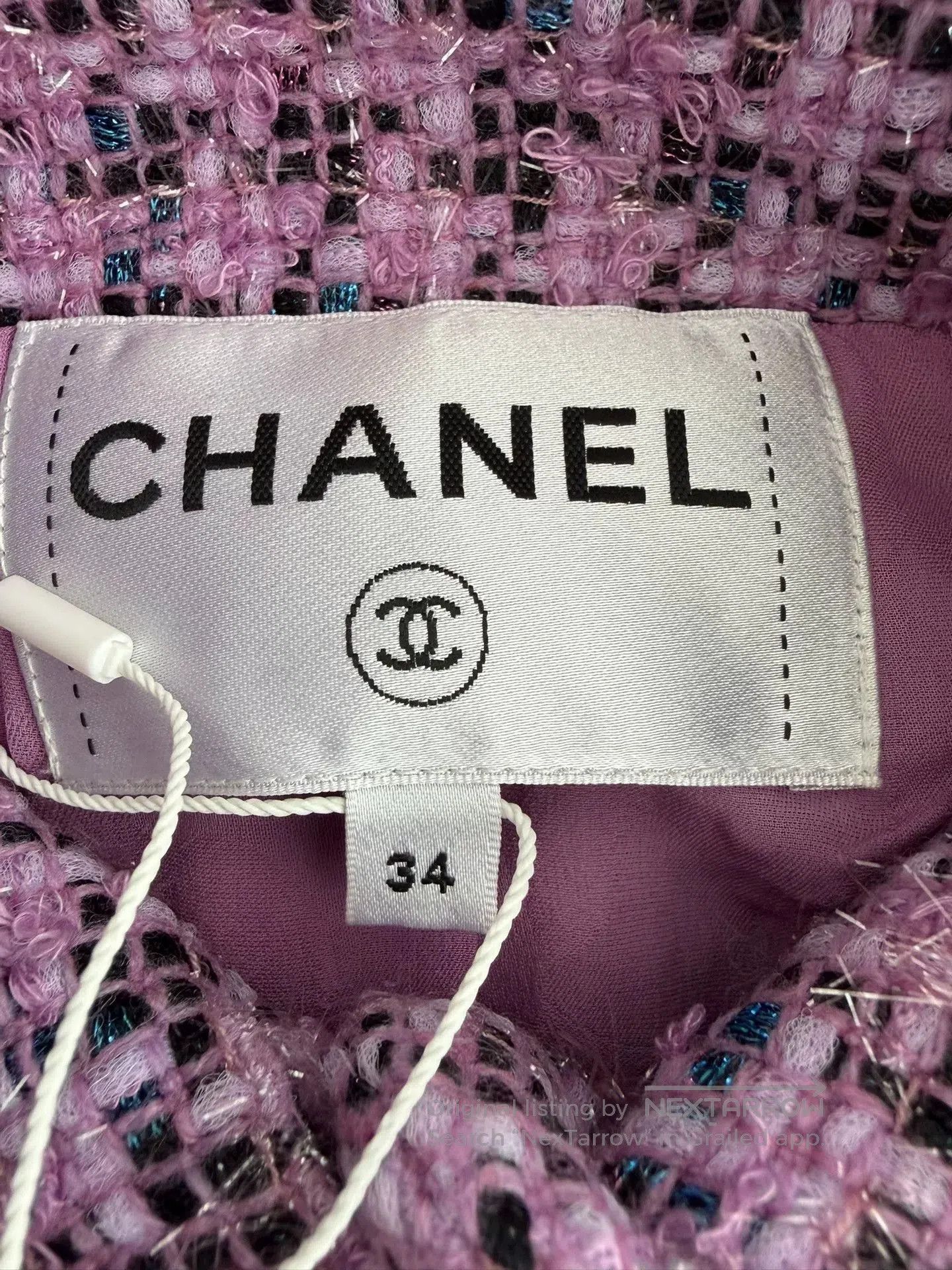 Chanel Chanel Purple Houndstooth Wool Stand-Collar Coat. Size US XS / EU 42 / 0 - 5 Thumbnail