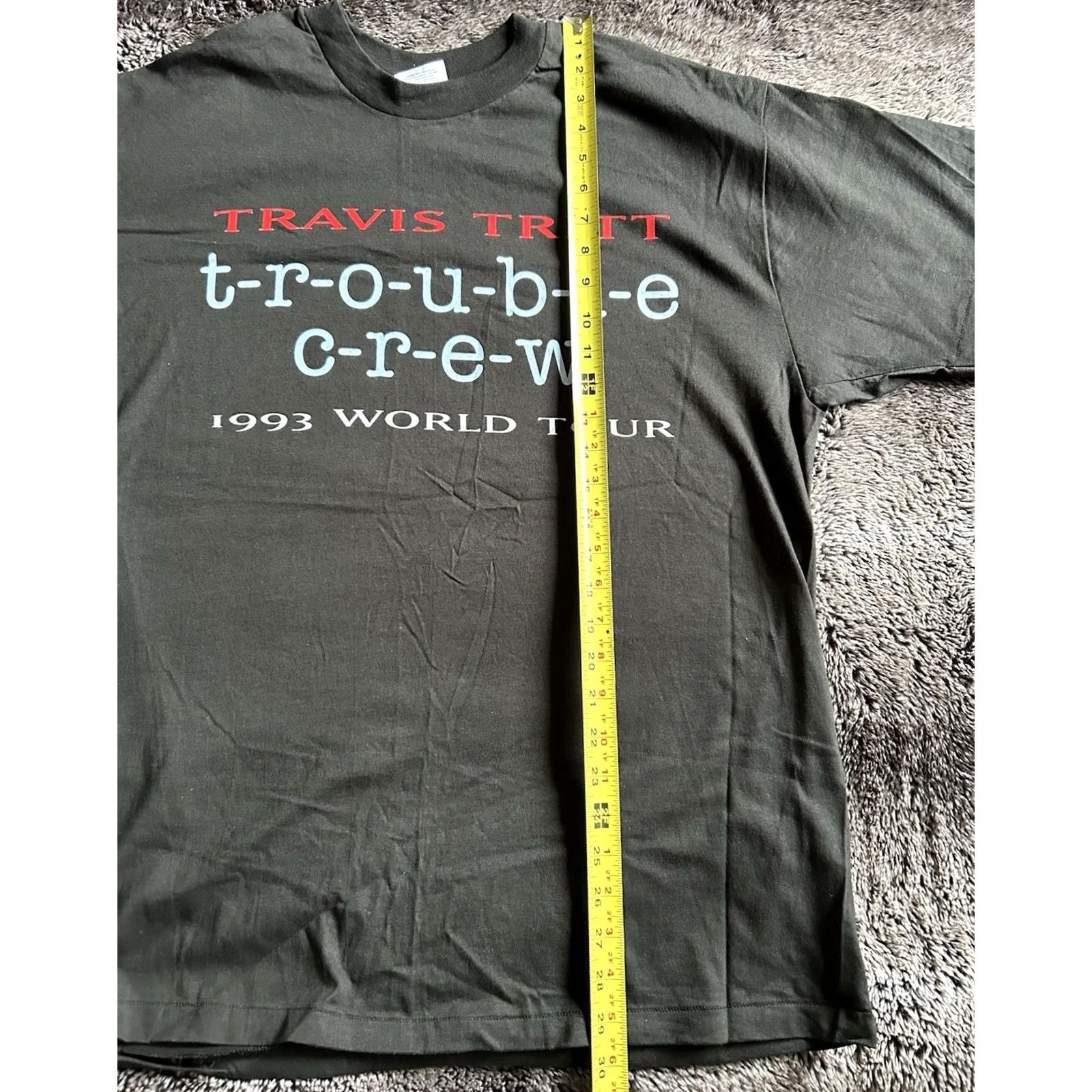 Vintage VINTAGE Travis Tritt Trouble Crew 1993 World Tour T-Shirt Mens XL Black Crew Neck Single Stitch Size US XL / EU 56 / 4 - 7 Thumbnail