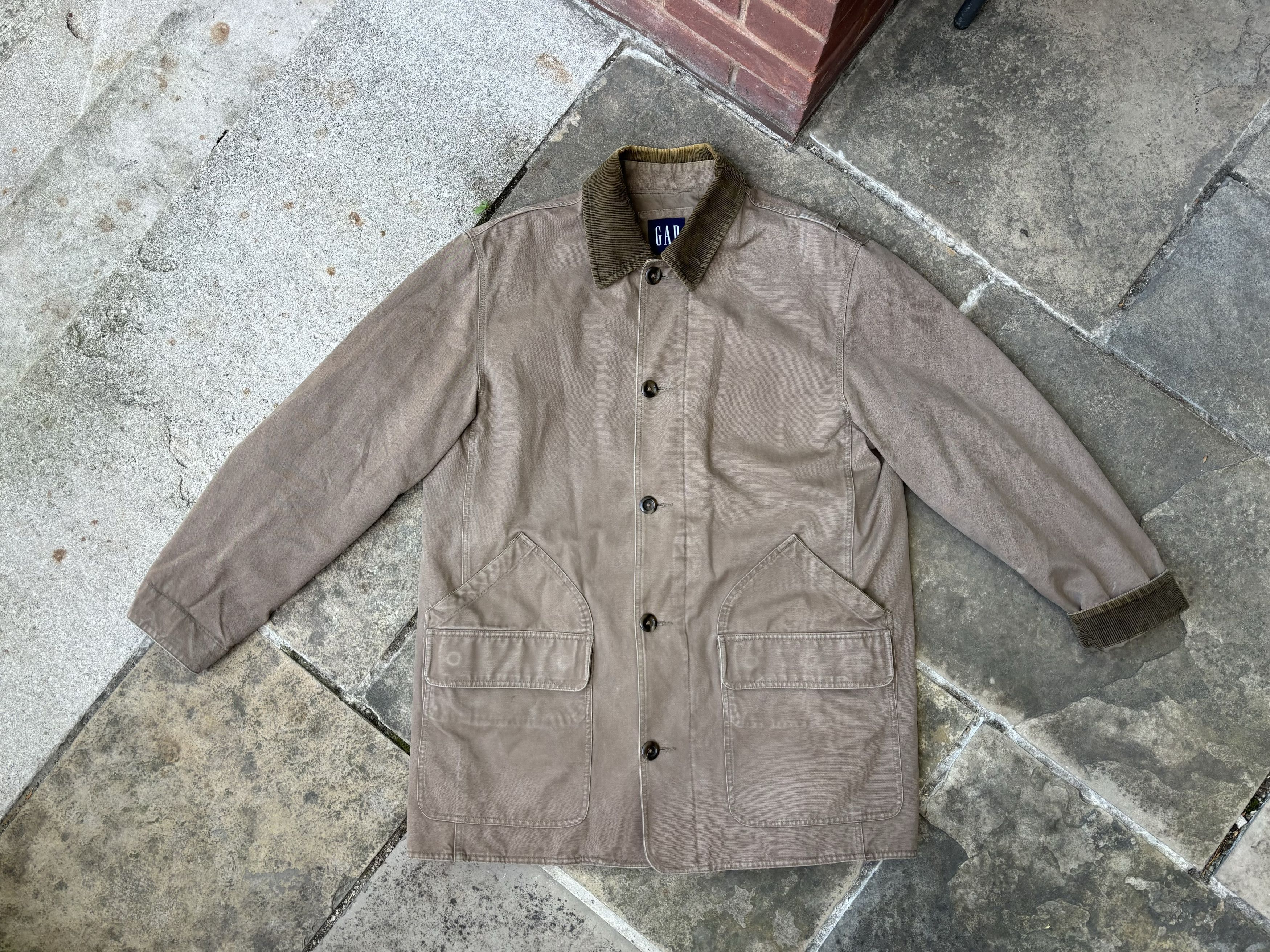 Gap × Vintage 1990s Vintage GAP Chore Coat Quilt Lined Canvas Corduroy Size US L / EU 52-54 / 3 - 6 Thumbnail