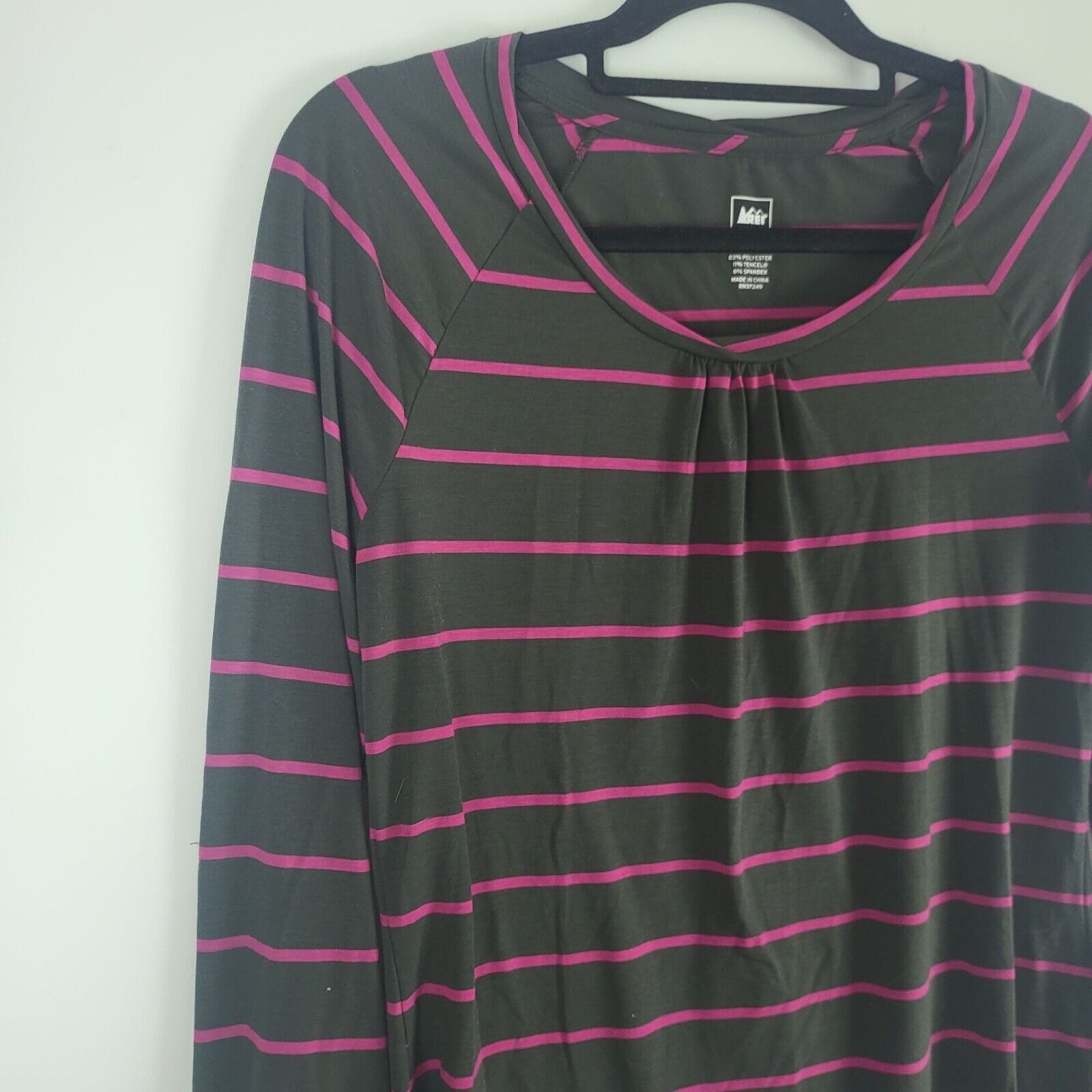Rei REI Top M Womens Long Roll Tab Sleeve Brown Pink Striped Size M / US 6-8 / IT 42-44 - 2 Thumbnail