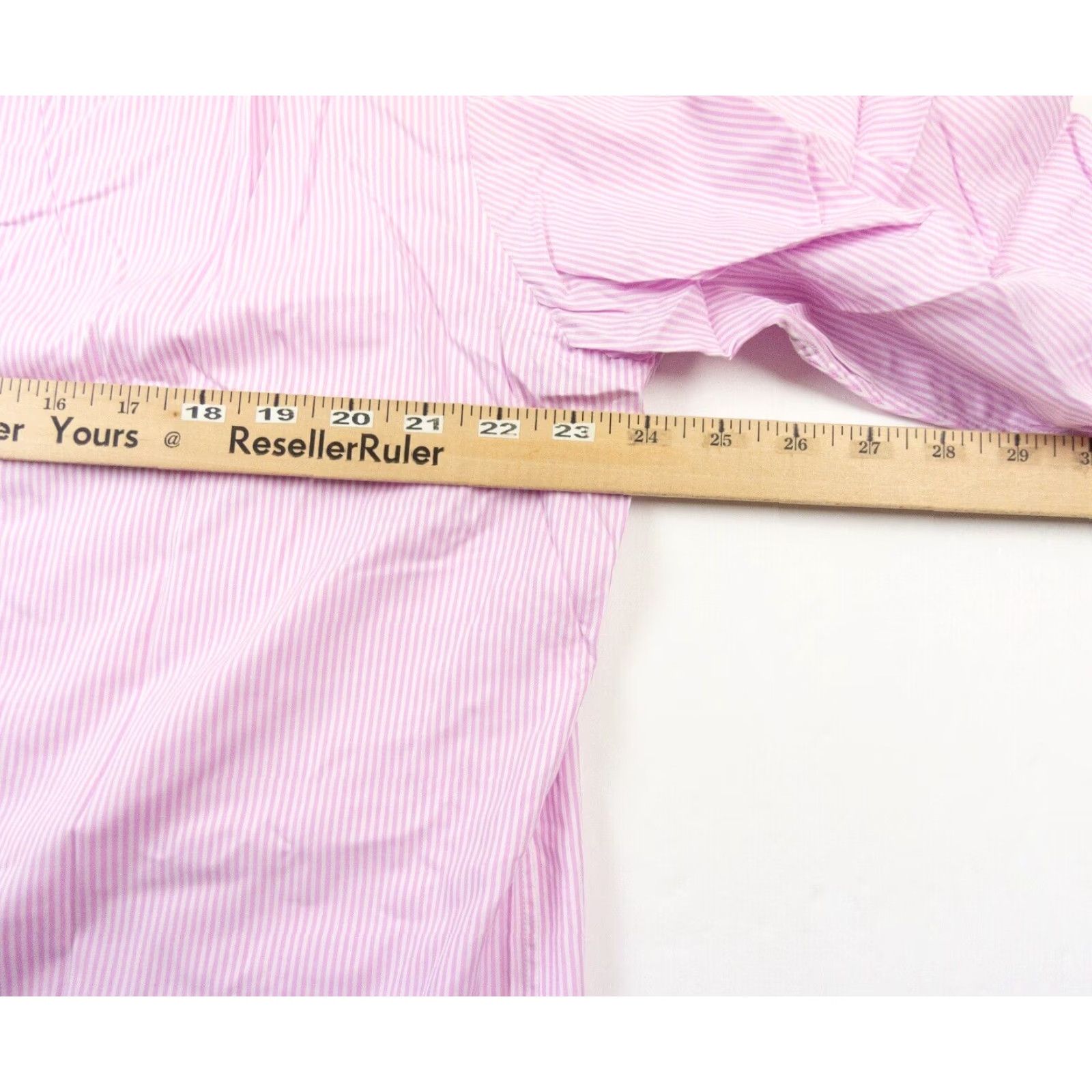 Vintage Hickey Freeman Men's 17 Pink Striped Button-Up Dress Shirt Long Sleeve Preppy Size 46R - 6 Thumbnail