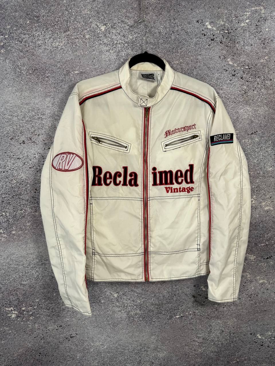 Vintage Reclaimed Vintage Biker Jacket Nylon White Men's Xs size Size US XS / EU 42 / 0 - 1 Thumbnail