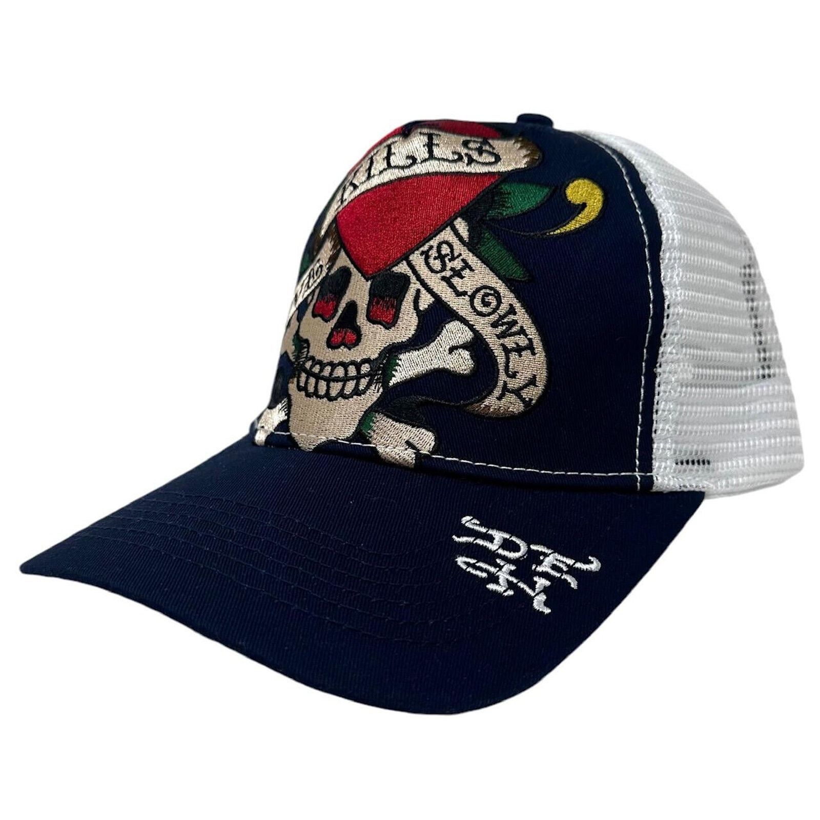 Ed Hardy Ed Hardy Trucker Hat Embroidered Heart Skull Snapback Cap Size ONE SIZE - 2 Thumbnail