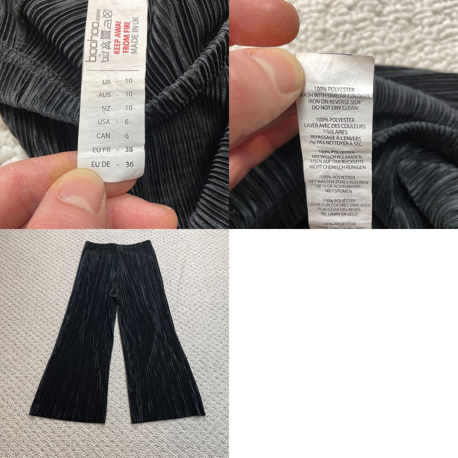 Boohoo Boohoo Womens 6 Black Stretch Ribbed Wide Leg High Rise Cropped Pants 26x21 Inseam 21 In Leggings Casual Size 28" / US 6 / IT 42 - 8 Thumbnail