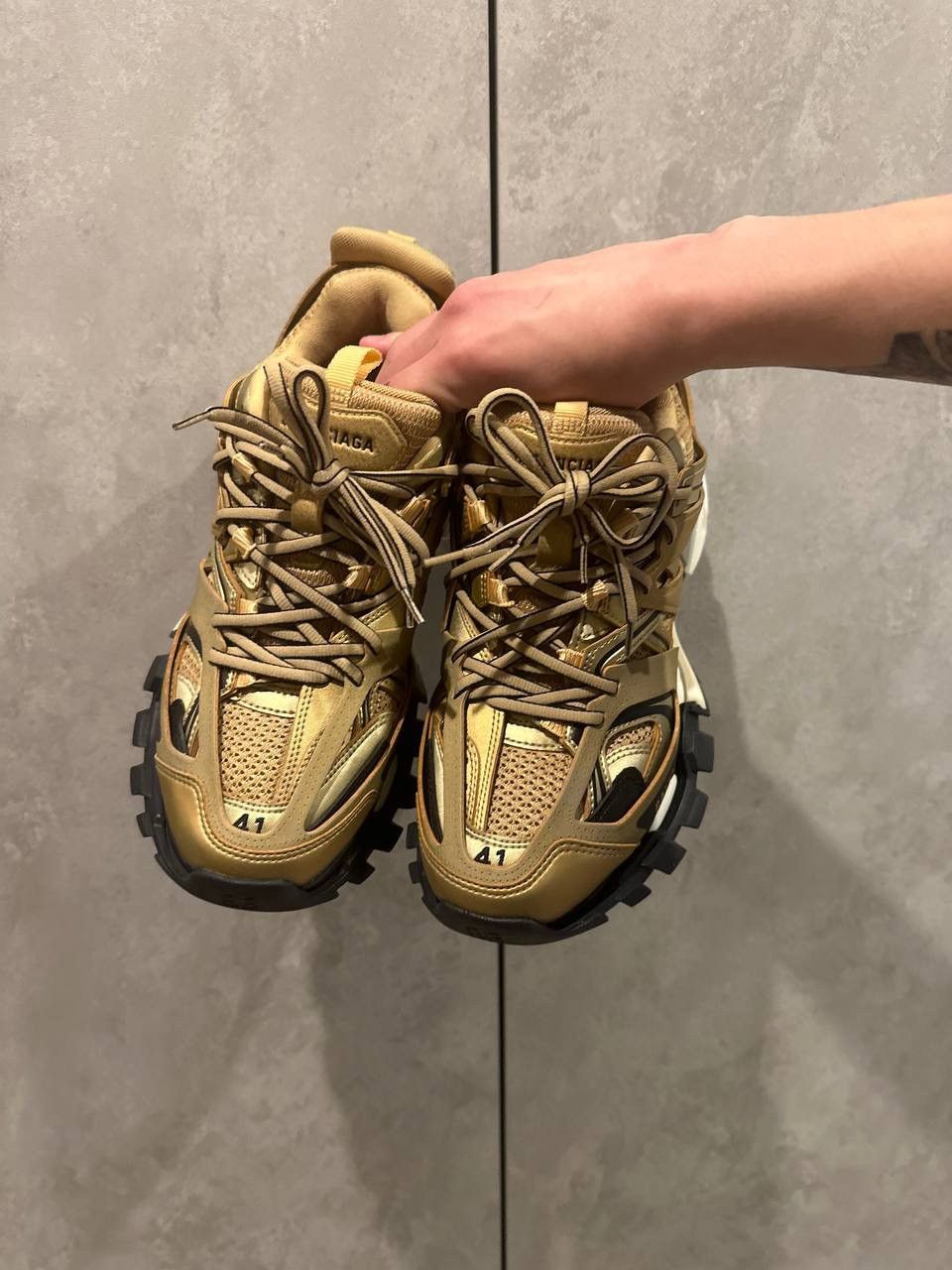 image of Balenciaga Track Shoes in Gold, Men's (Size 9)
