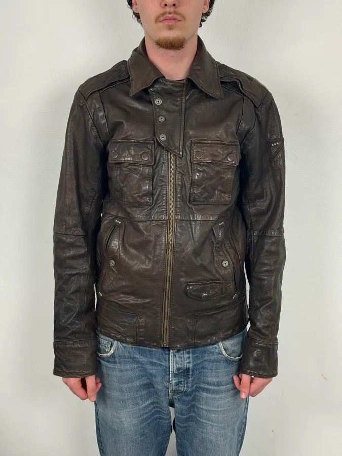 Diesel 2000s Diesel Brown Avant-Garde Multi-Pocket Leather Jacket Size US L / EU 52-54 / 3 - 2 Thumbnail