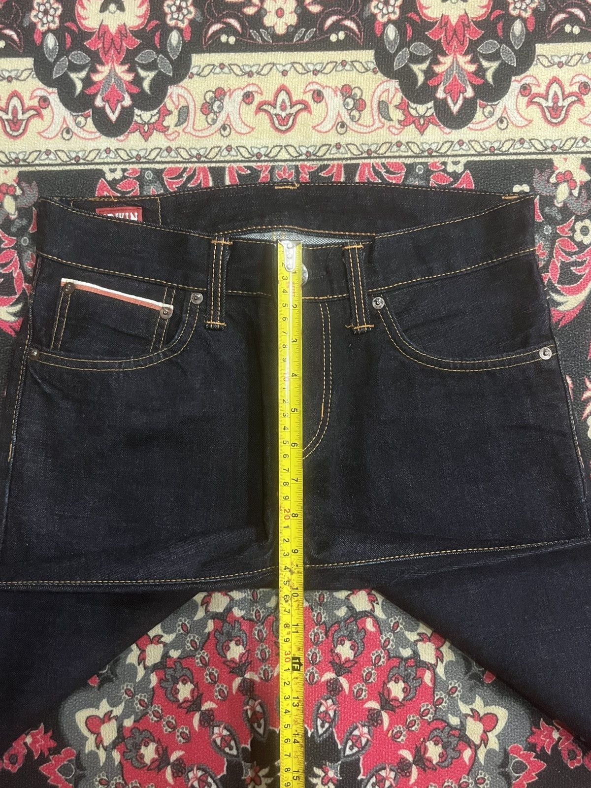 Edwin Edwin Made in Japan Raw Indigo Buckle Back Selvedge Jeans Size US 27 - 17 Thumbnail