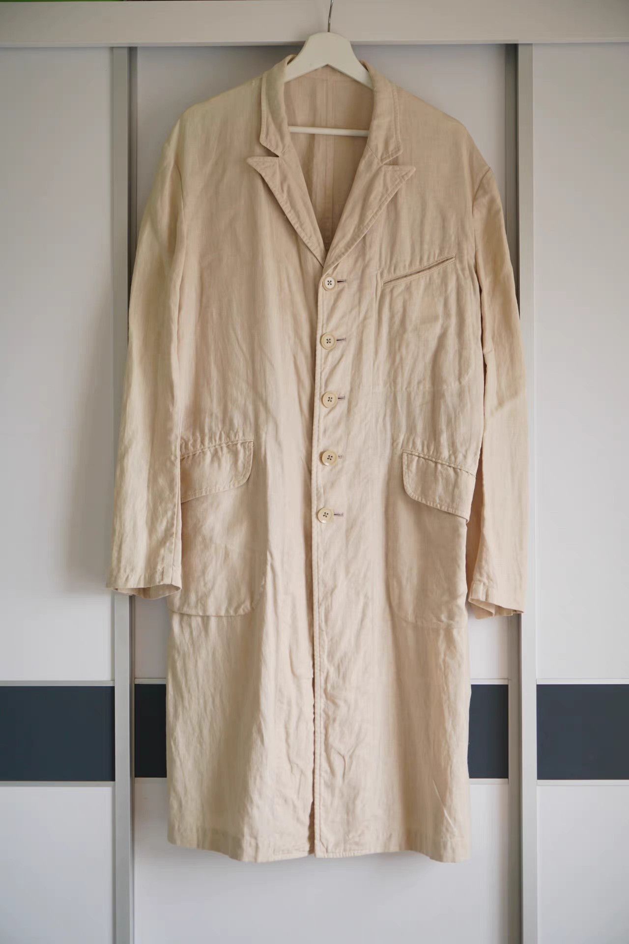 Yohji Yamamoto Beige Long Button-Front Coat Size M Size US M / EU 48-50 / 2 - 1 Thumbnail