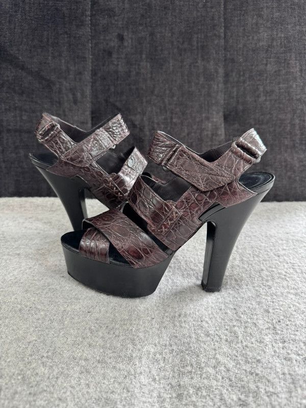 Bottega Veneta Bottega Veneta Crocodile High Heels leather sandals size 36 Size US 6 / IT 36 - 2 Thumbnail