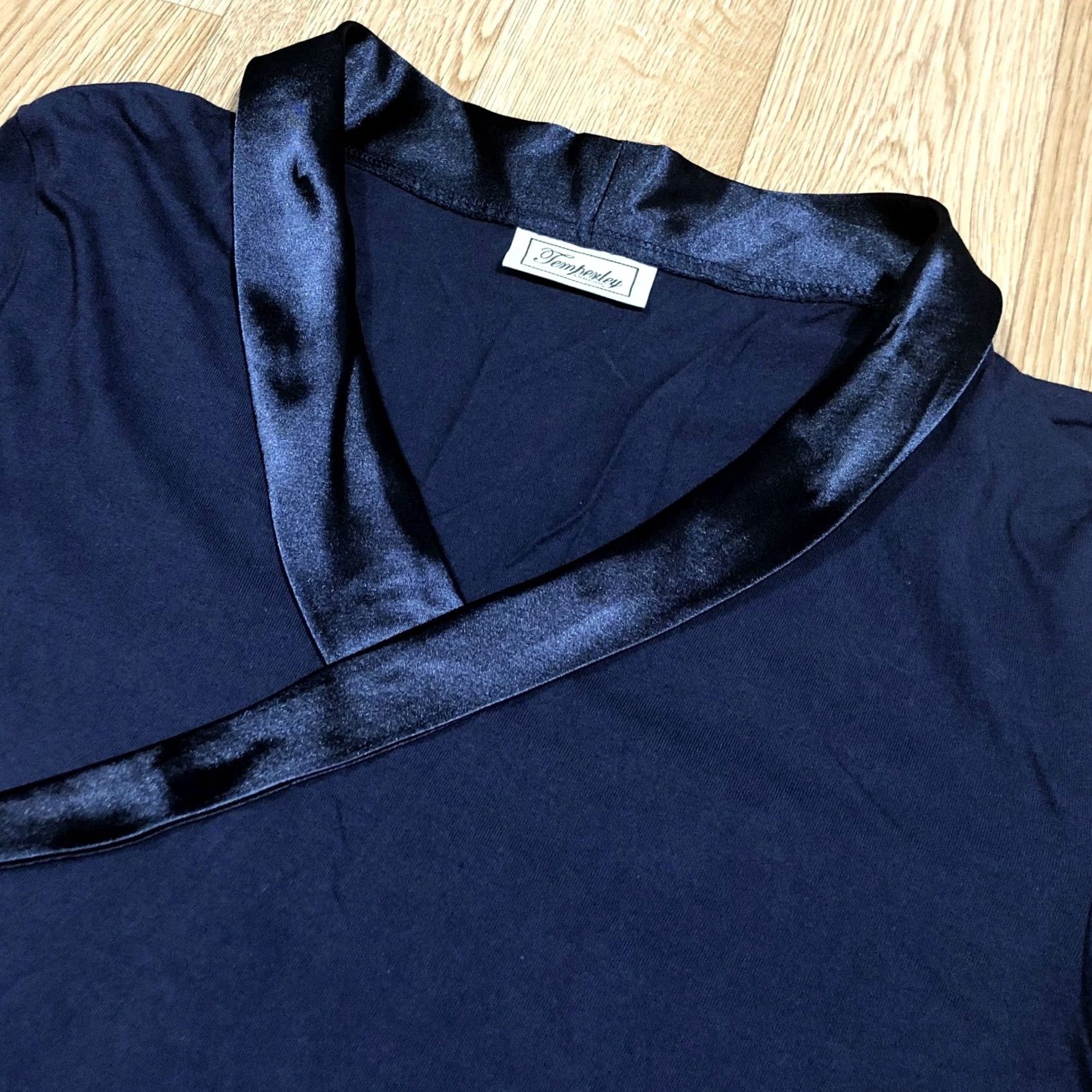 Vintage VINTAGE Temperley London Top Navy Satin Trim Women’s Small Satin Trim Top Blue - 1st London 100% Cotton Long Sleeve Pullover Casual Womens Size S / US 4 / IT 40 - 3 Thumbnail
