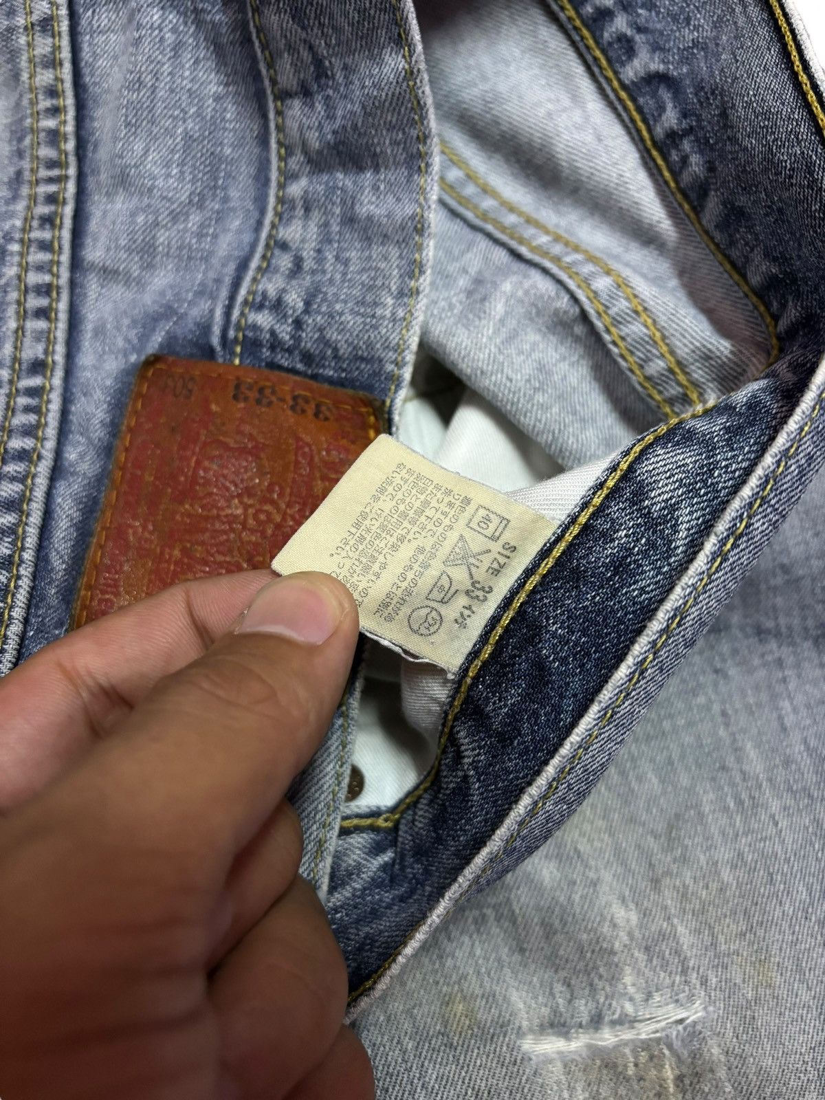 Levi's Vtg 90s Levis 503 Distressed Jeans Size US 32 / EU 48 - 7 Thumbnail
