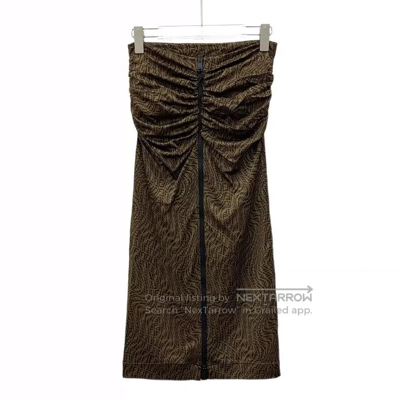 Fendi Fendi Dark Brown Logo Letter Full-Print Zipper Bustier Dre Size XS / US 0-2 / IT 36-38 - 1 Thumbnail