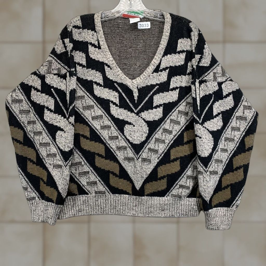 Vintage Vintage Justin Blake Sweater Men Large Pullover 90s Grunge Geometric Chunky Knit Fall Winter Size US L / EU 52-54 / 3 - 1 Thumbnail