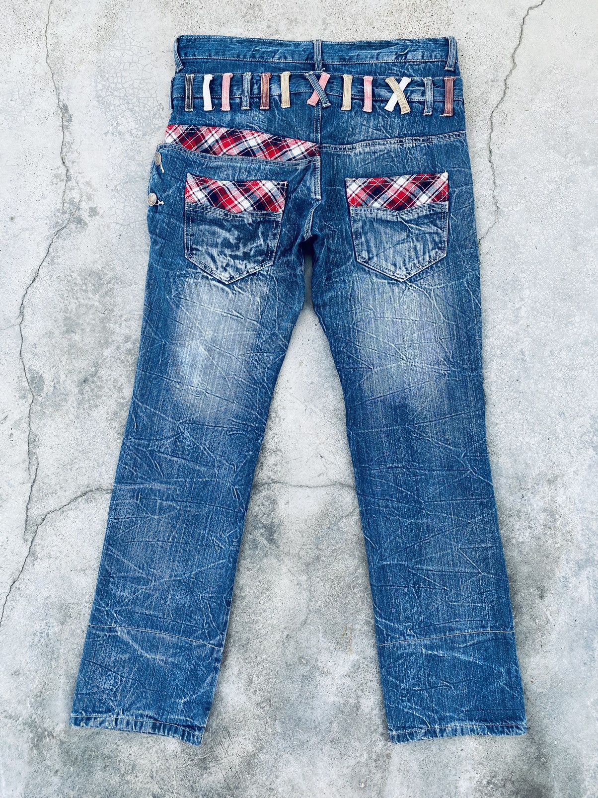Vintage Vintage Roddle Double Waist Flared Distressed Denim Size US 35 - 2 Thumbnail