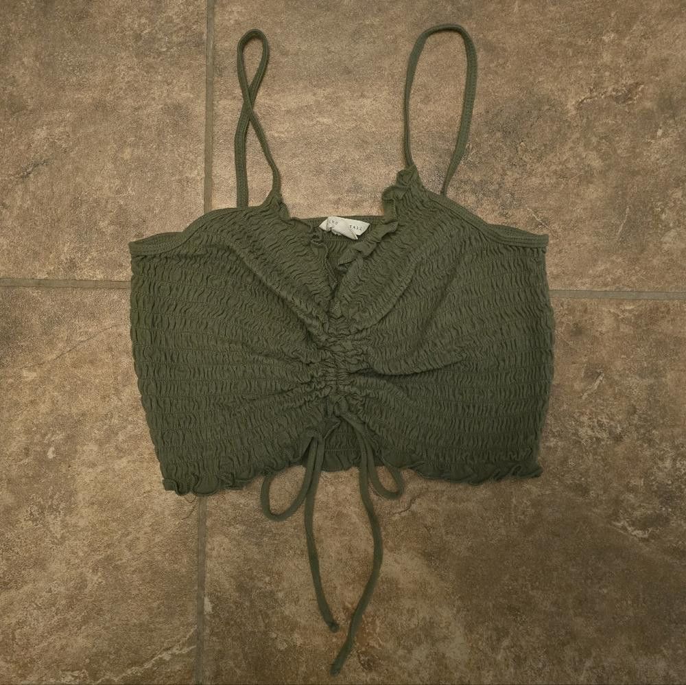 Aeropostale Olive Front Scrunched Aero Cropped Tank Size L / US 10 / IT 46 - 1 Thumbnail
