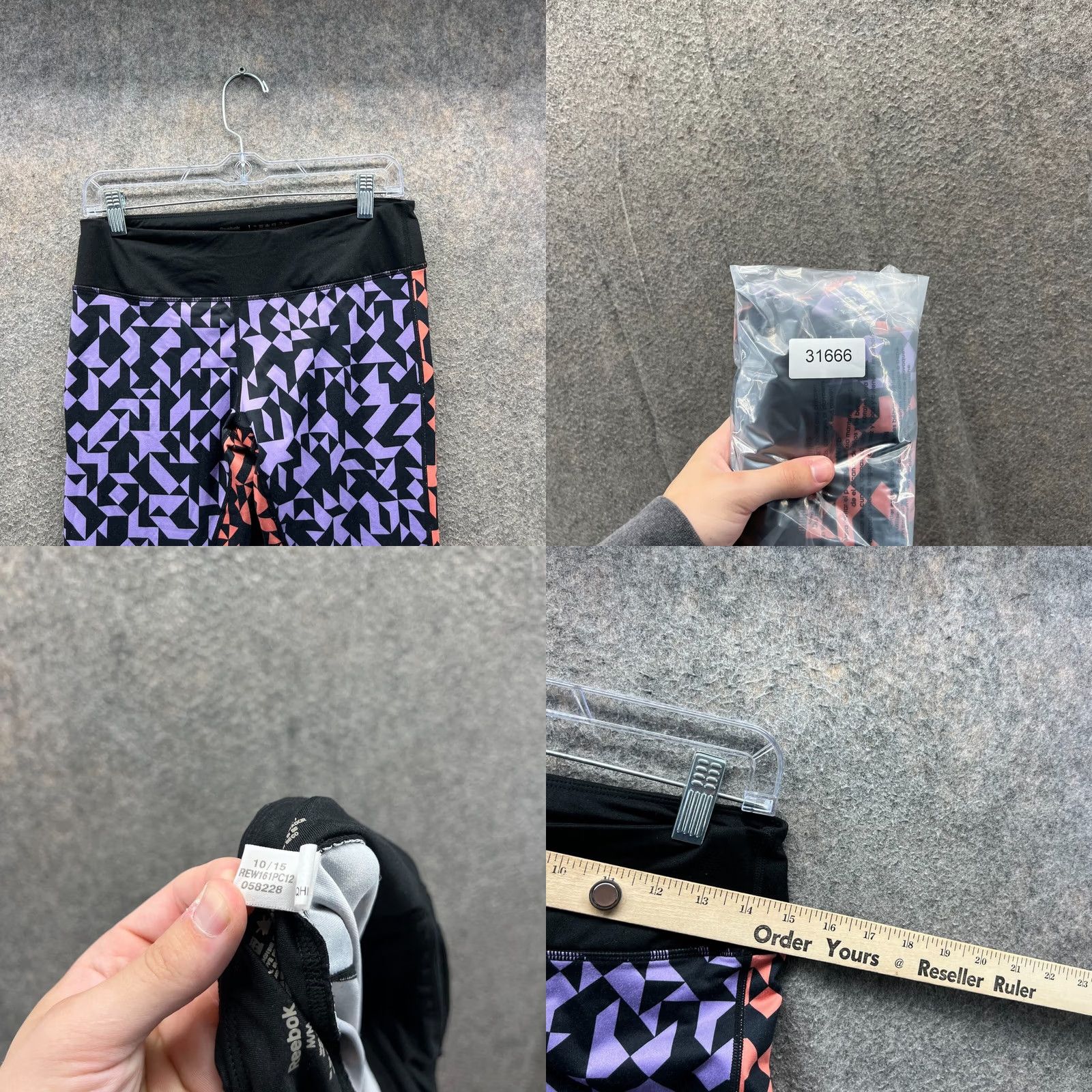 Reebok Reebok Leggings Womens M Purple Black Coral Pattern Stretch Capri Pants CrossFit Compression Activewear Skinny Set Size 32" / US 10 / IT 46 - 8 Thumbnail