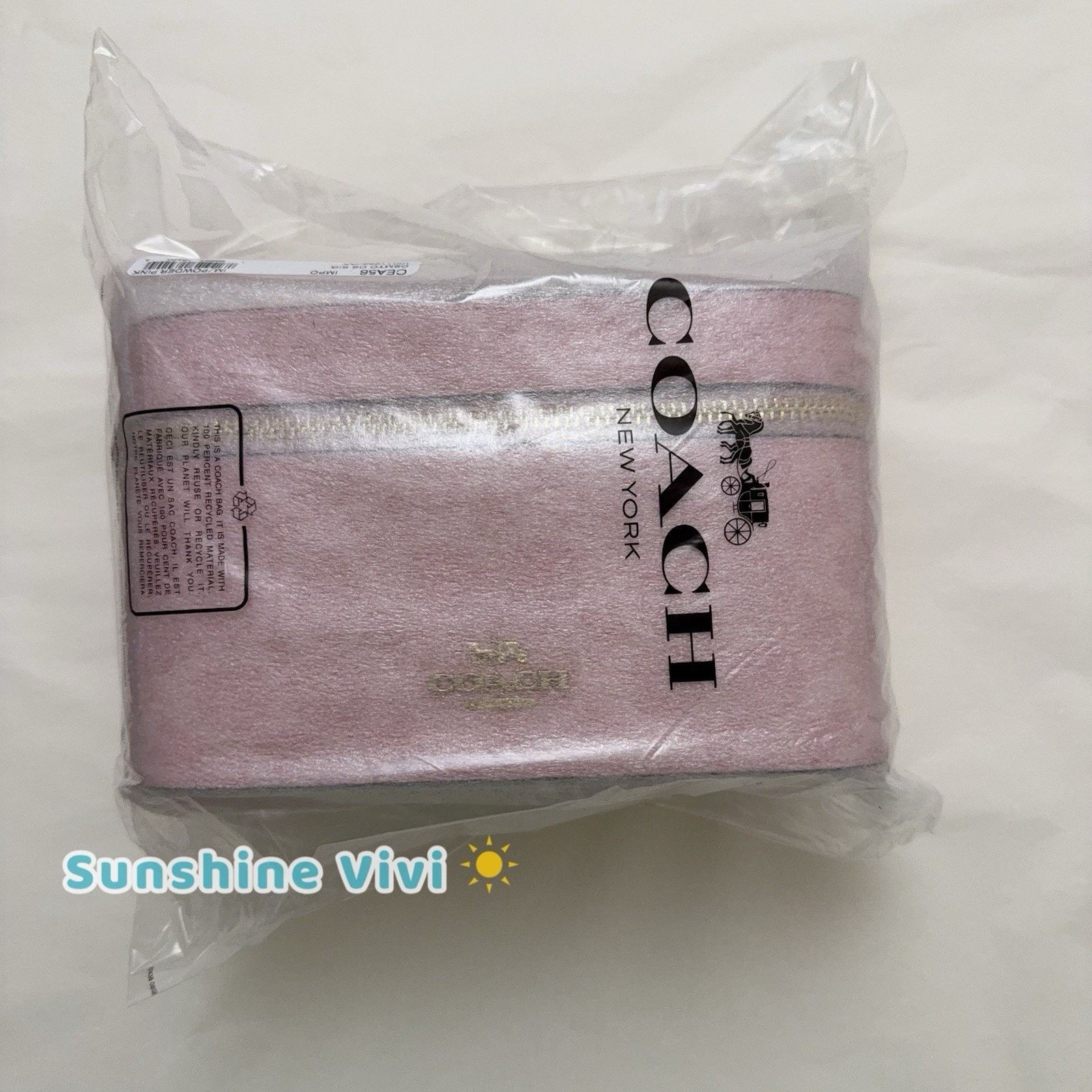 Coach NWT Coach Cosmetic Case Signature Canvas Powder Pink CEA56 Size ONE SIZE - 7 Thumbnail