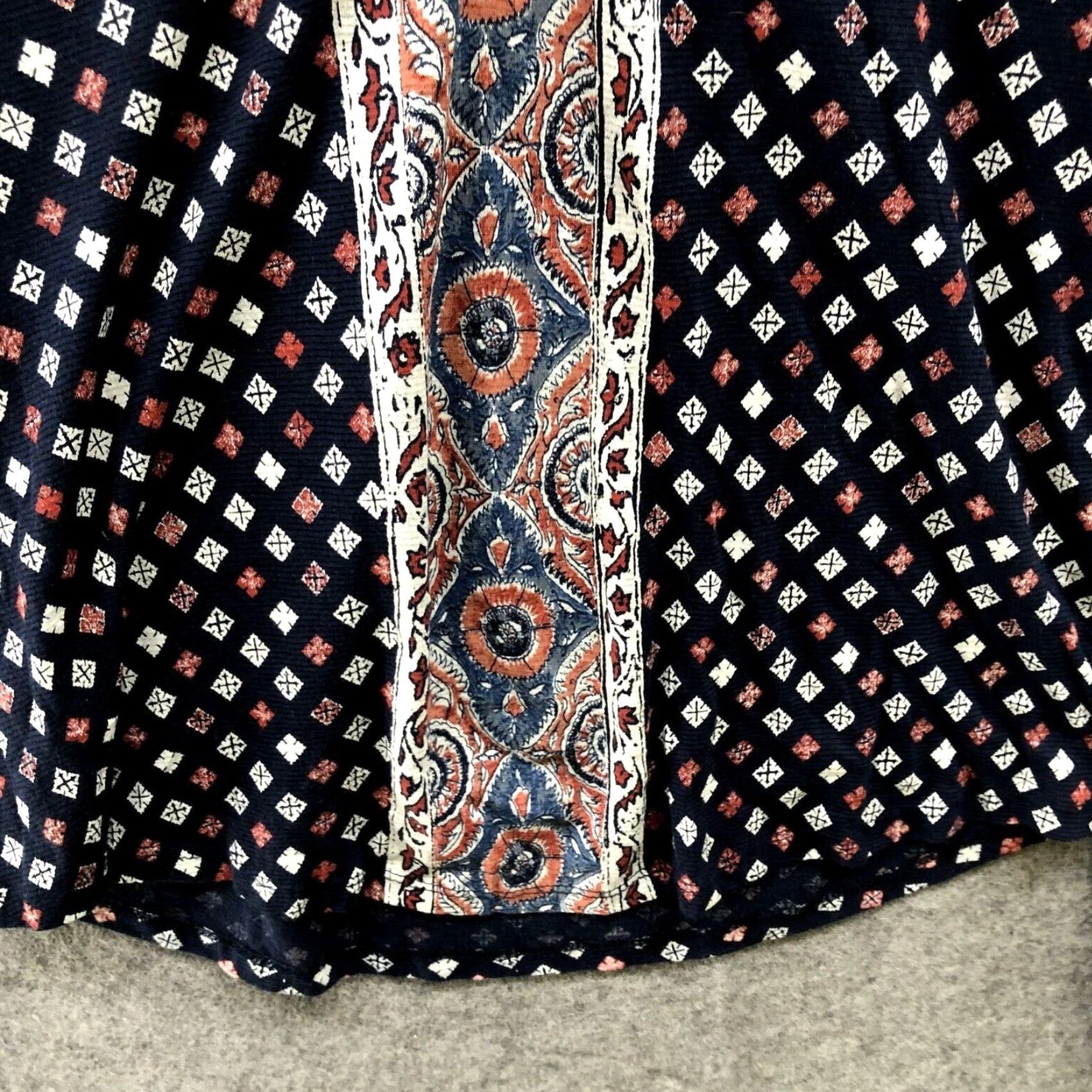 Lucky Brand Lucky Brand Blouse Shirt Women S Boho Paisley Navy V-Neck Linen Blend Long Sleeve Size S / US 4 / IT 40 - 4 Thumbnail