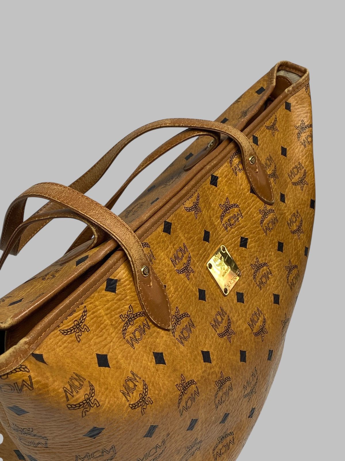 MCM MCM Visetos Tote Bag Cognac Brown Monogram Leather Bag Size ONE SIZE - 9 Thumbnail