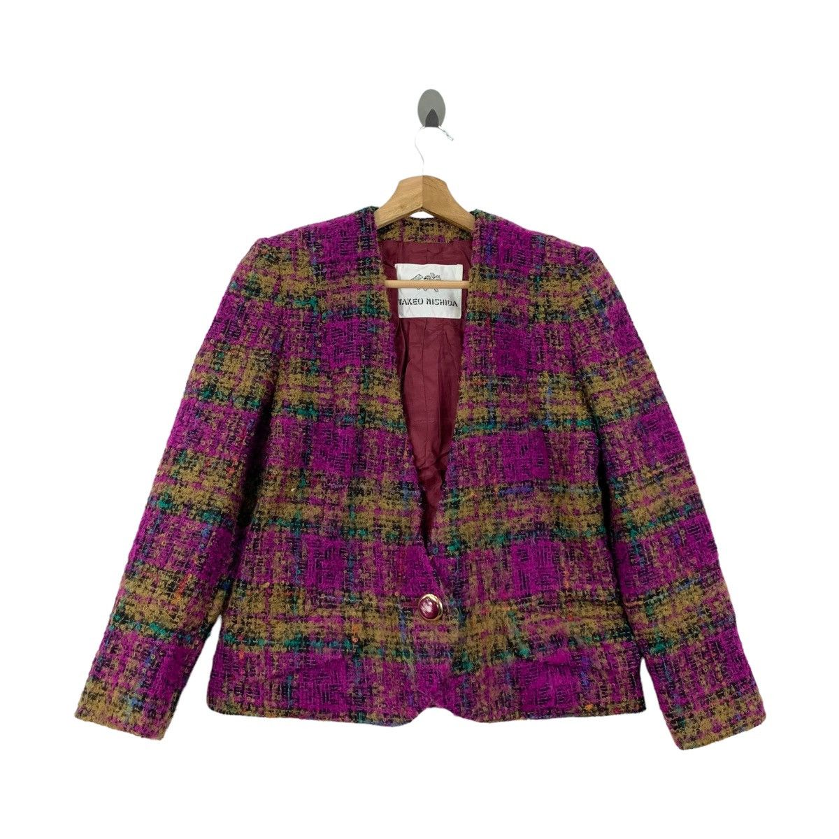 Japanese Brand TAKEO NISHIDA Japanese Brand Checkered Wool Blazer Coat Size S / US 4 / IT 40 - 4 Thumbnail