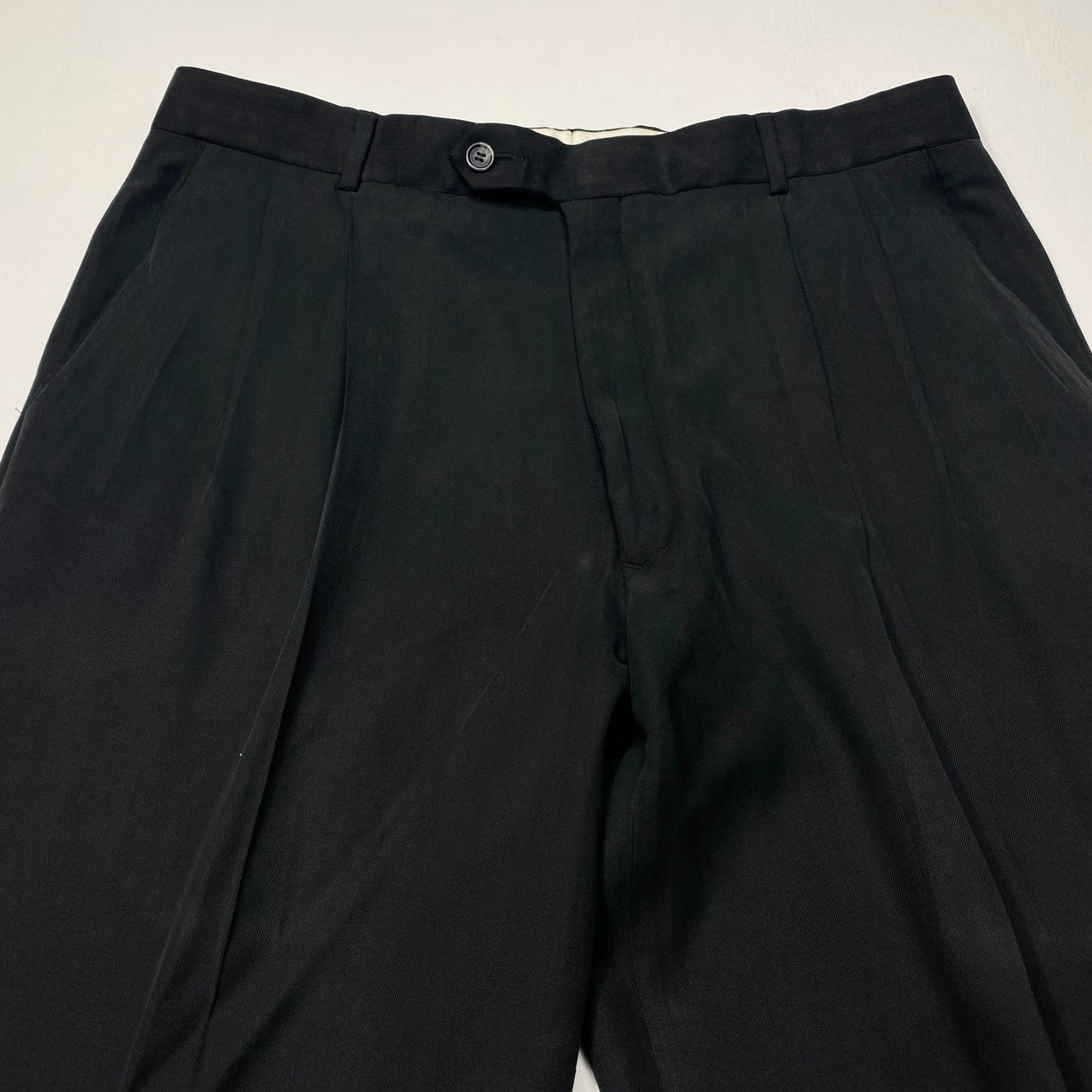 Vintage Allen Solly Mens 36x32 Black Dress Pants Linen Pleated Trousers 7829 Size US 36 / EU 52 - 3 Thumbnail