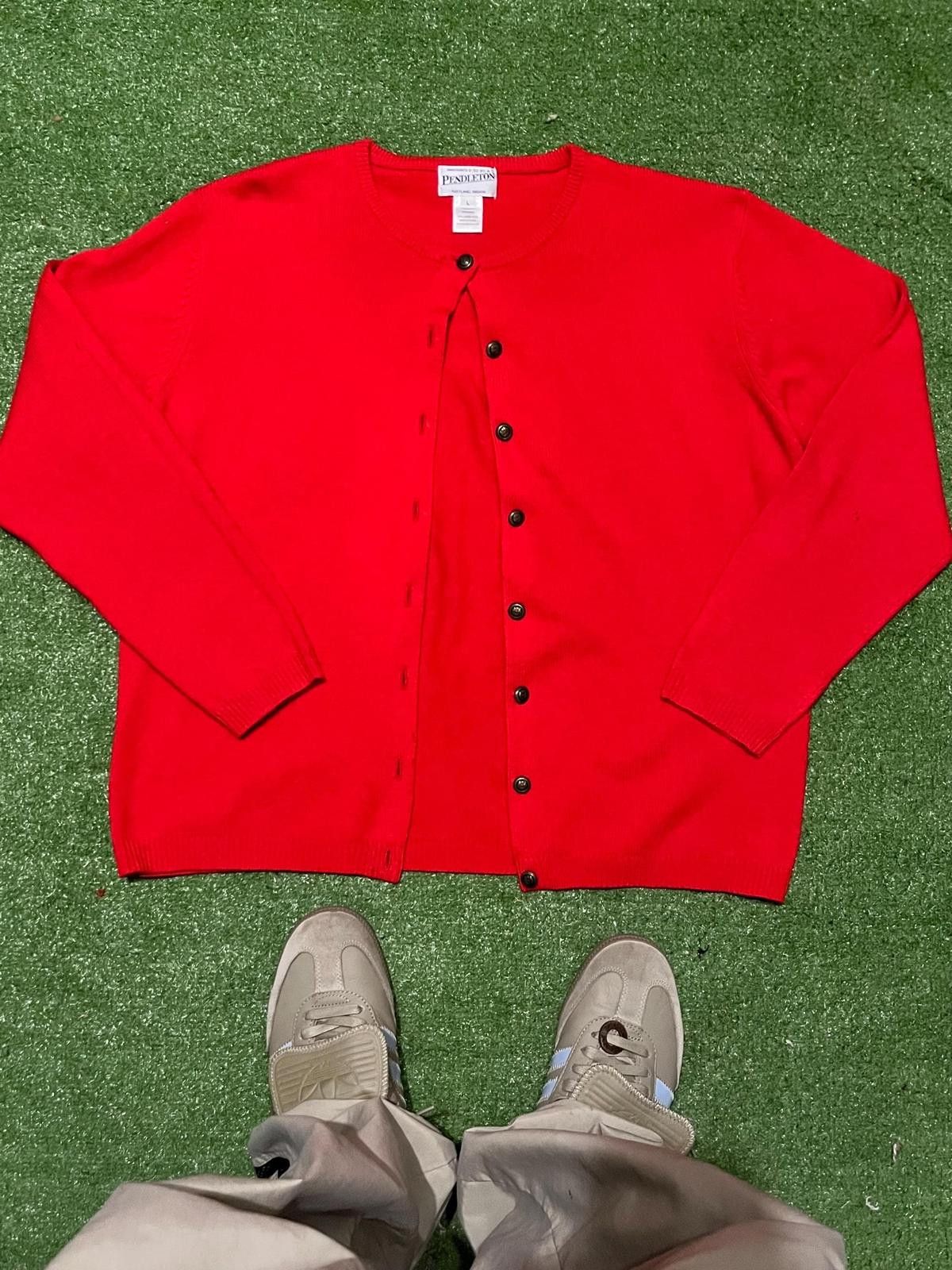 Pendleton Pendleton Red Lambswool Cardigan Sweater, Size Large Size L / US 10 / IT 46 - 1 Thumbnail