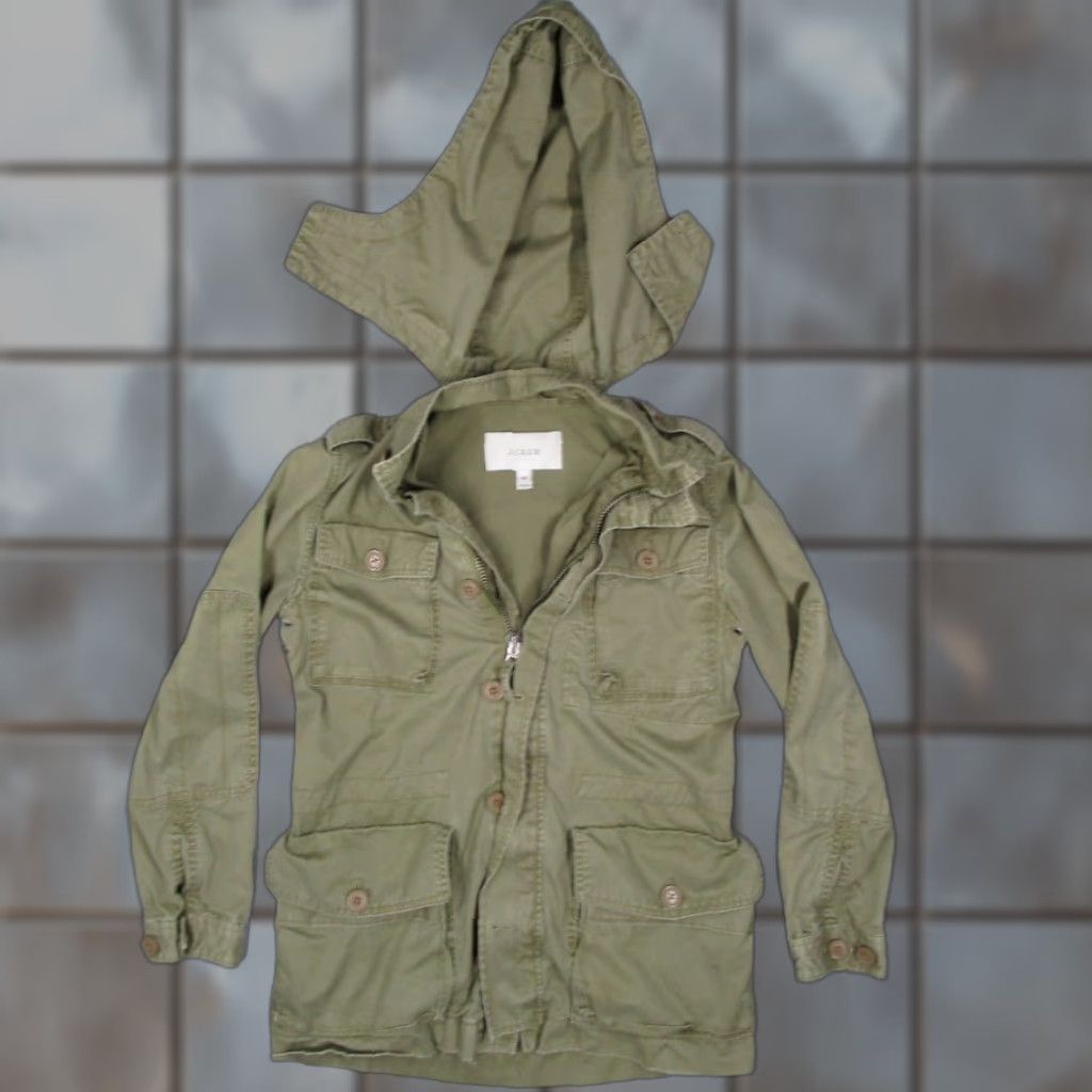 J.Crew VINTAGE J.CREW Women's Jacket XS Green Military Utility Full Zip Hood Bohemian City Outdoor Size XS / US 0-2 / IT 36-38 - 1 Thumbnail
