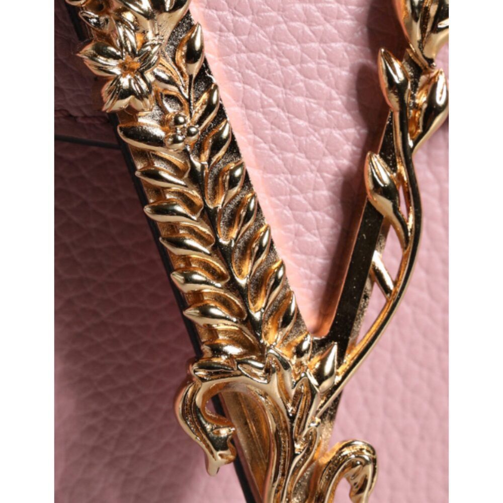 Versace Versace Pink Grainy Calf Leather Logo Crossbody Shoulder Bag Size ONE SIZE - 8 Thumbnail