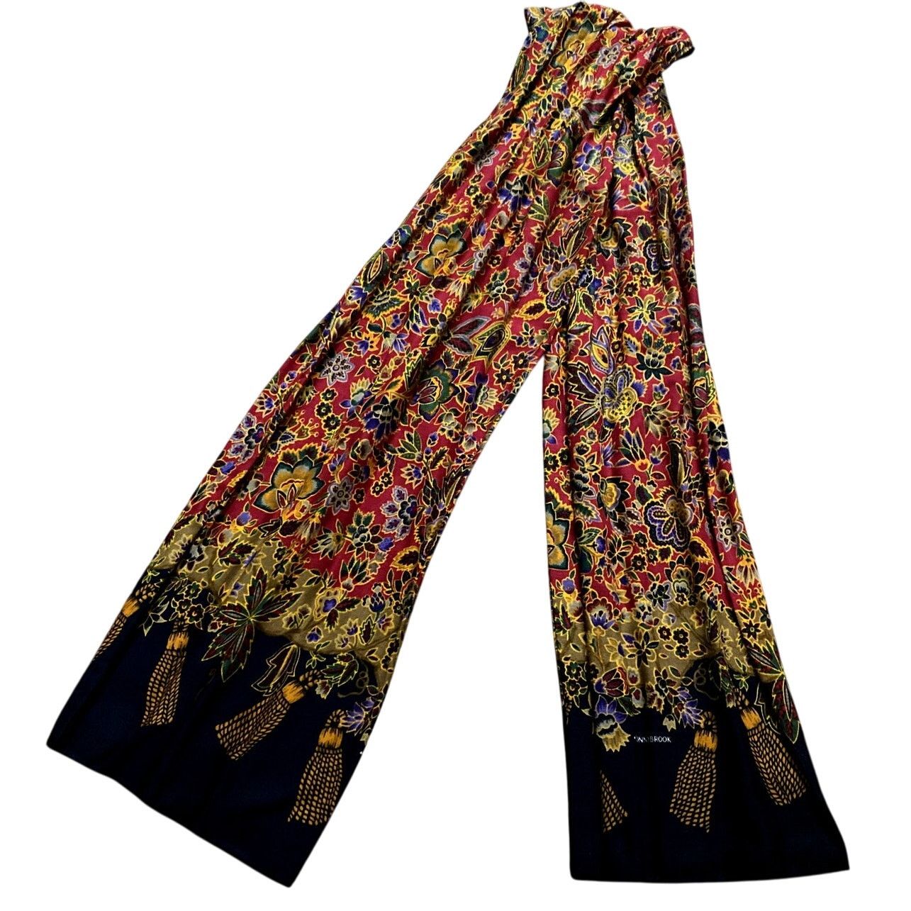 Vintage Vintage Slovenia Boho Patterned Long Scarf Hippy Red Floral Size ONE SIZE - 1 Thumbnail