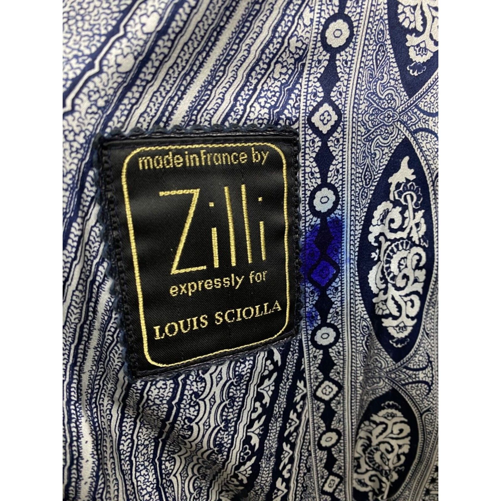 Zilli Zilli Men's Blue Leather Silk Paisley Lining Bomber Jacket S Size US L / EU 52-54 / 3 - 15 Thumbnail