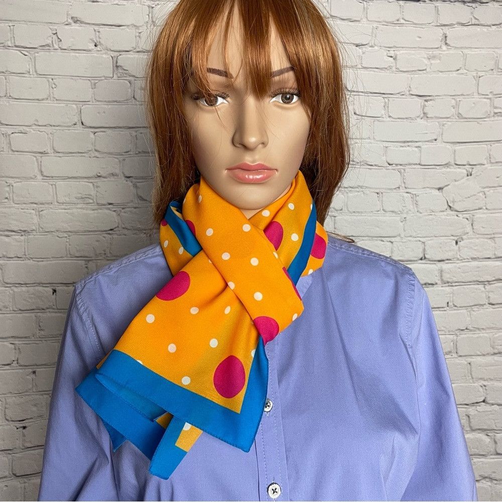 Other Liz Sinclair Vintage Orange Pink Polka Dot Scarf Made in It Size ONE SIZE - 4 Thumbnail