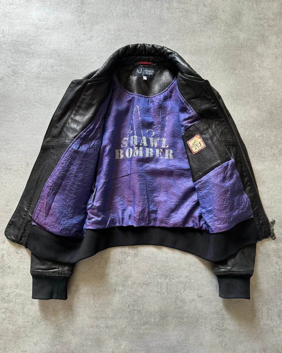 Armani 1990s Armani Shawl Bomber Leather Jacket Size US M / EU 48-50 / 2 - 2 Thumbnail