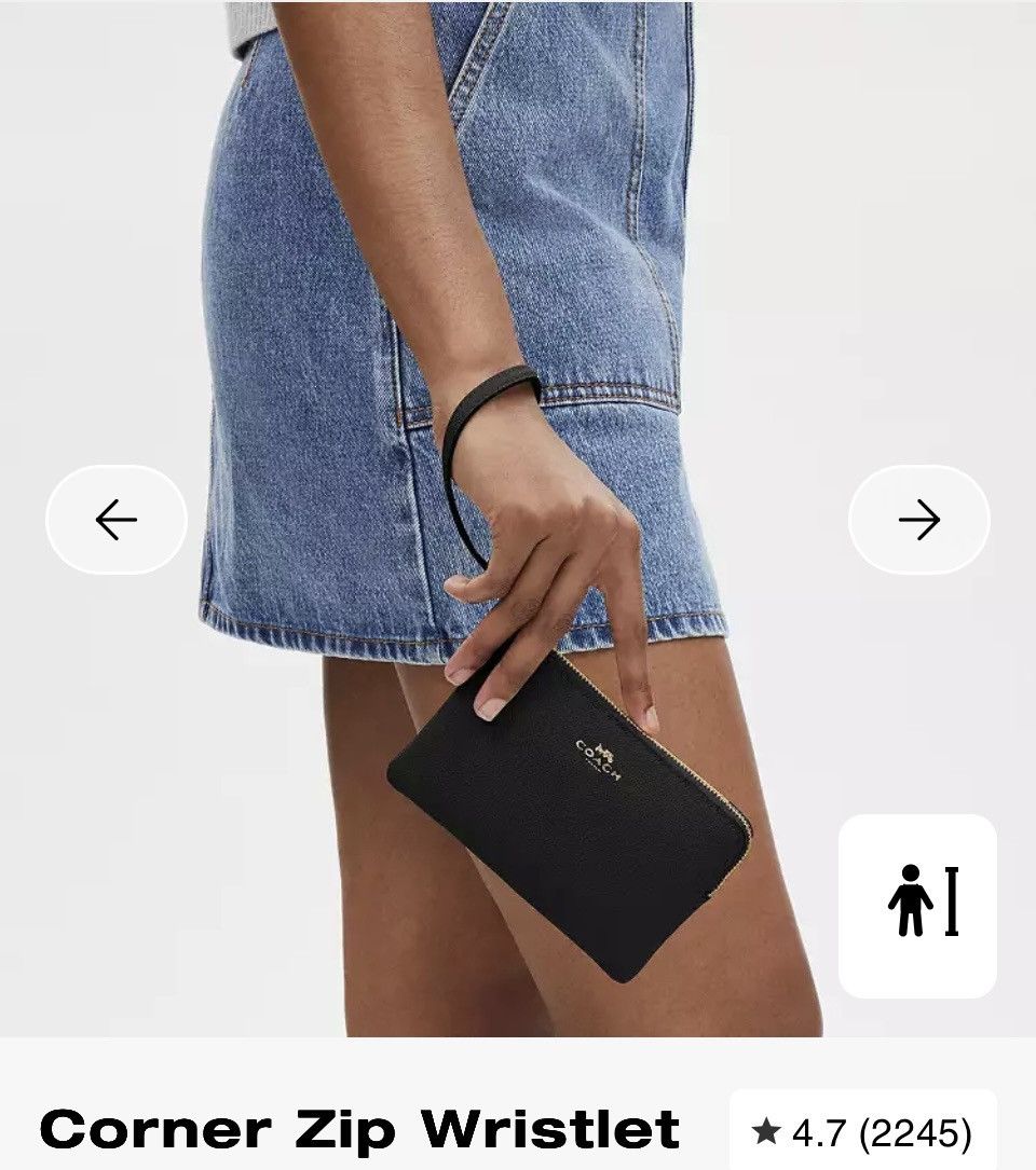 Coach Coach Corner Zip Black Leather Wristlet Size ONE SIZE - 2 Thumbnail