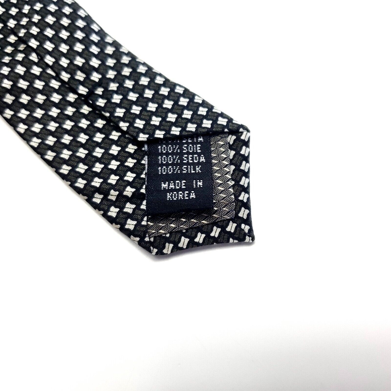 Designer Valerio Garati Green White Print Geometric Wide Silk Tie Size ONE SIZE - 4 Thumbnail