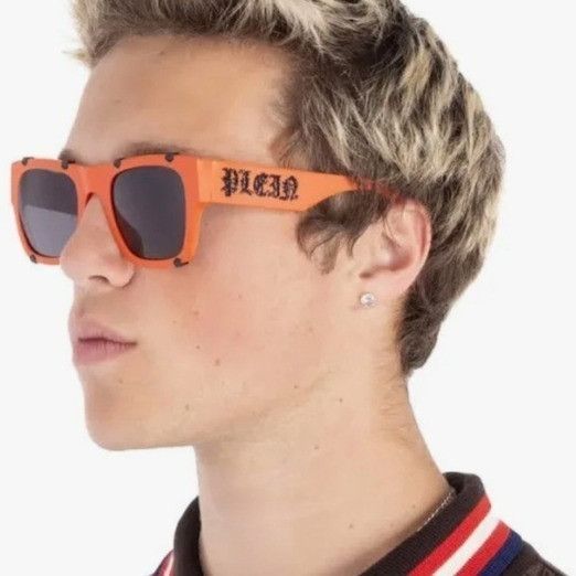 Philipp Plein Philipp Plein SPP042W V47F Sunglasses Orange Square Frame Size ONE SIZE - 2 Thumbnail
