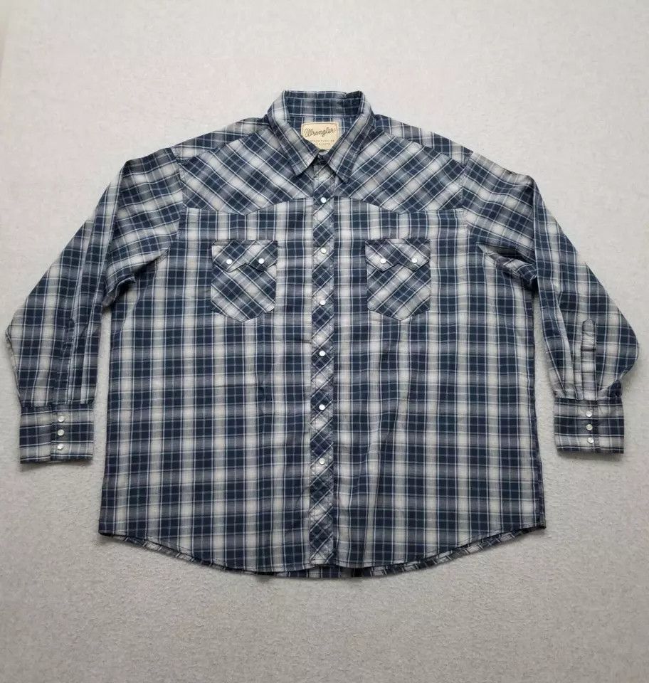 Wrangler Wrangler Western Shirt Men 2XL Plaid Pearl Snap Oversized Size US XXL / EU 58 / 5 - 1 Thumbnail