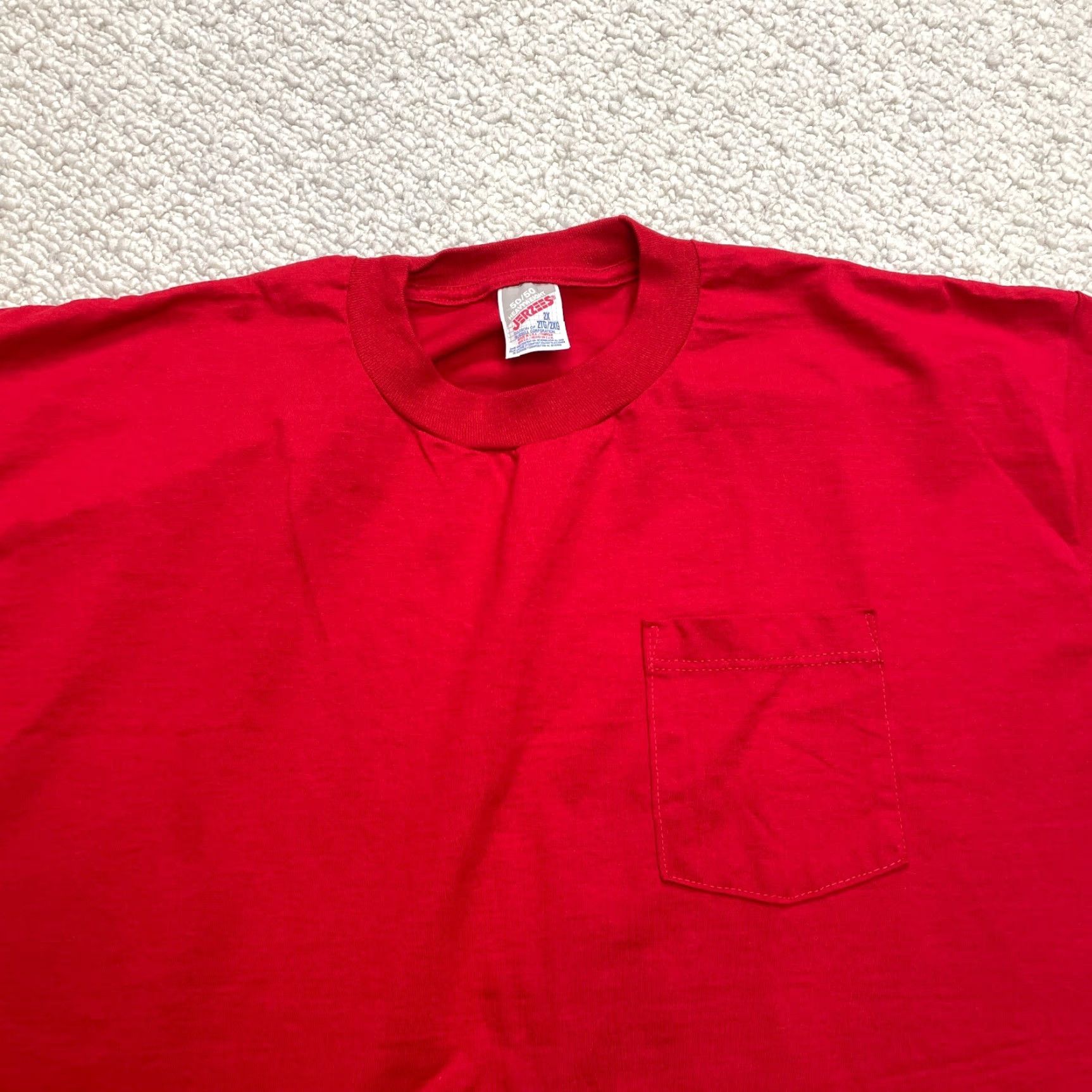Jerzees Jerzees 50/50 Heavyweight Shirt Adult 2XL Red Solid Pocket Tee Top Size US XXL / EU 58 / 5 - 2 Thumbnail
